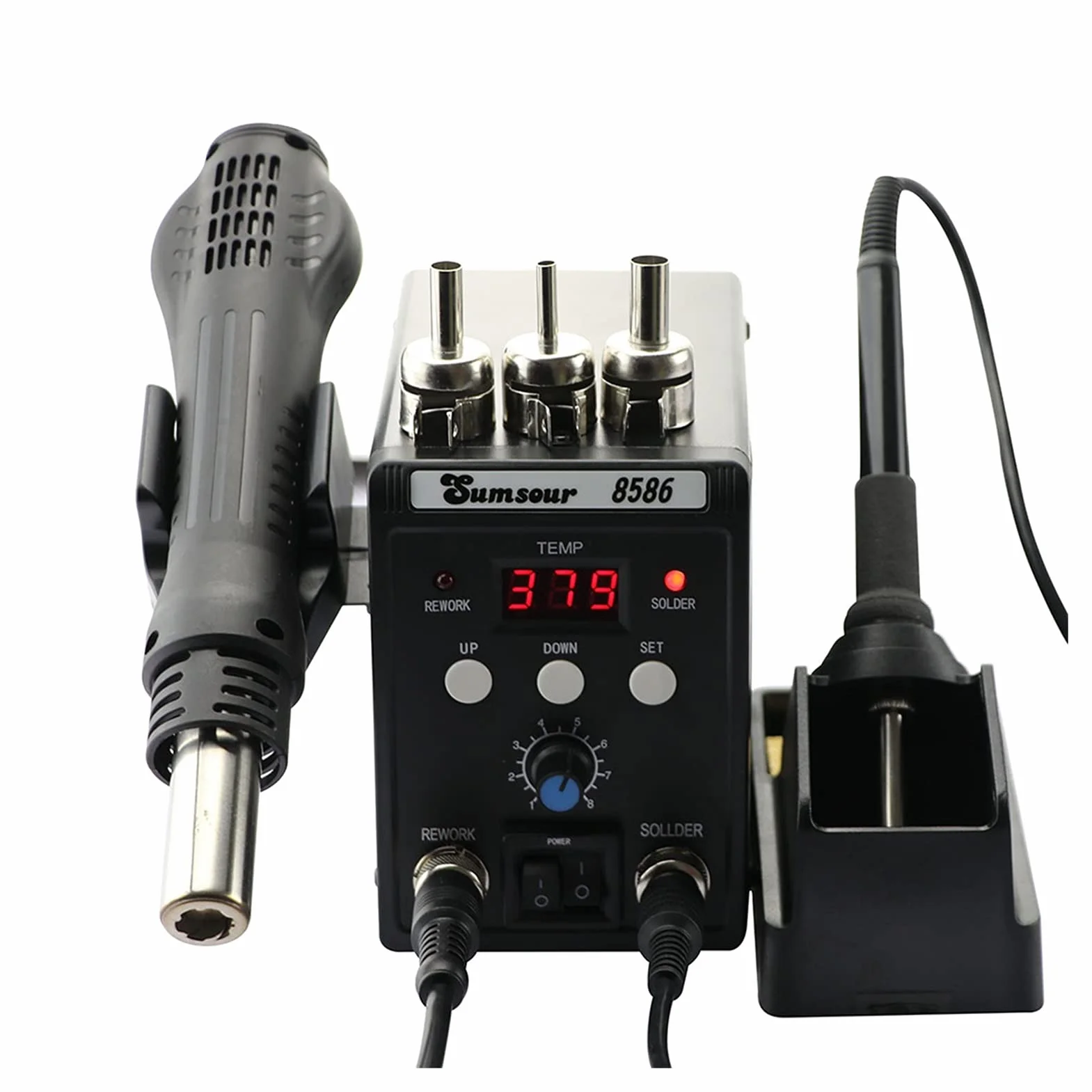 Stacja Lutownicza SMD BGA. Przeróbka Desolding Station Lutowca 8586 11 0V / 220 V 760W ESD Lutownica Hot Air Heat do zestawu narzędzi naprawy spawania(SET-4)