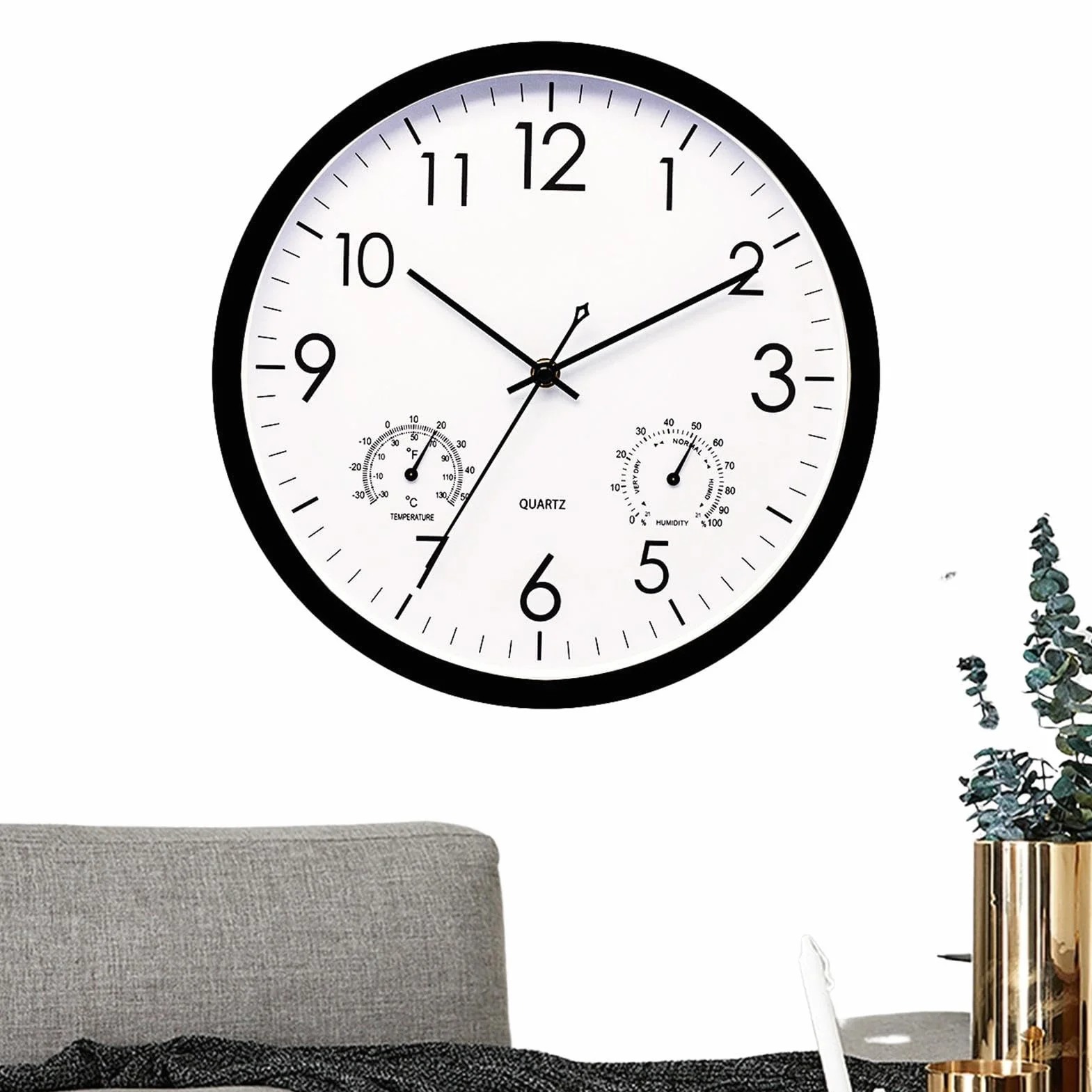 Zegar ogrodowy, odporny warunki atmosferyczne, z termometrem i higrometrem, elegancki zegar tarasowy w stylu retro, do u?ytku zewn?trz, odporny warunki atmosferyczne, do u?ytku