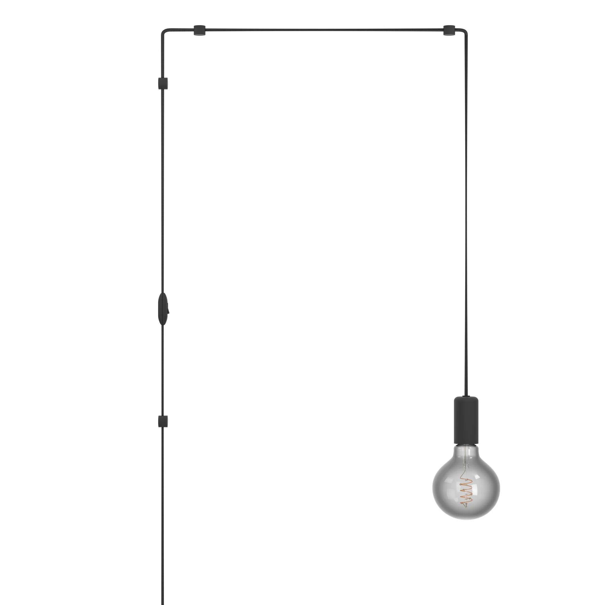 EGLO Lampa wisząca Pinetina, oprawa z kablem i wtyczką | lampa nad stół jadalniany, lampa do jadalni z metalu w kolorze czarnym, oprawka E27