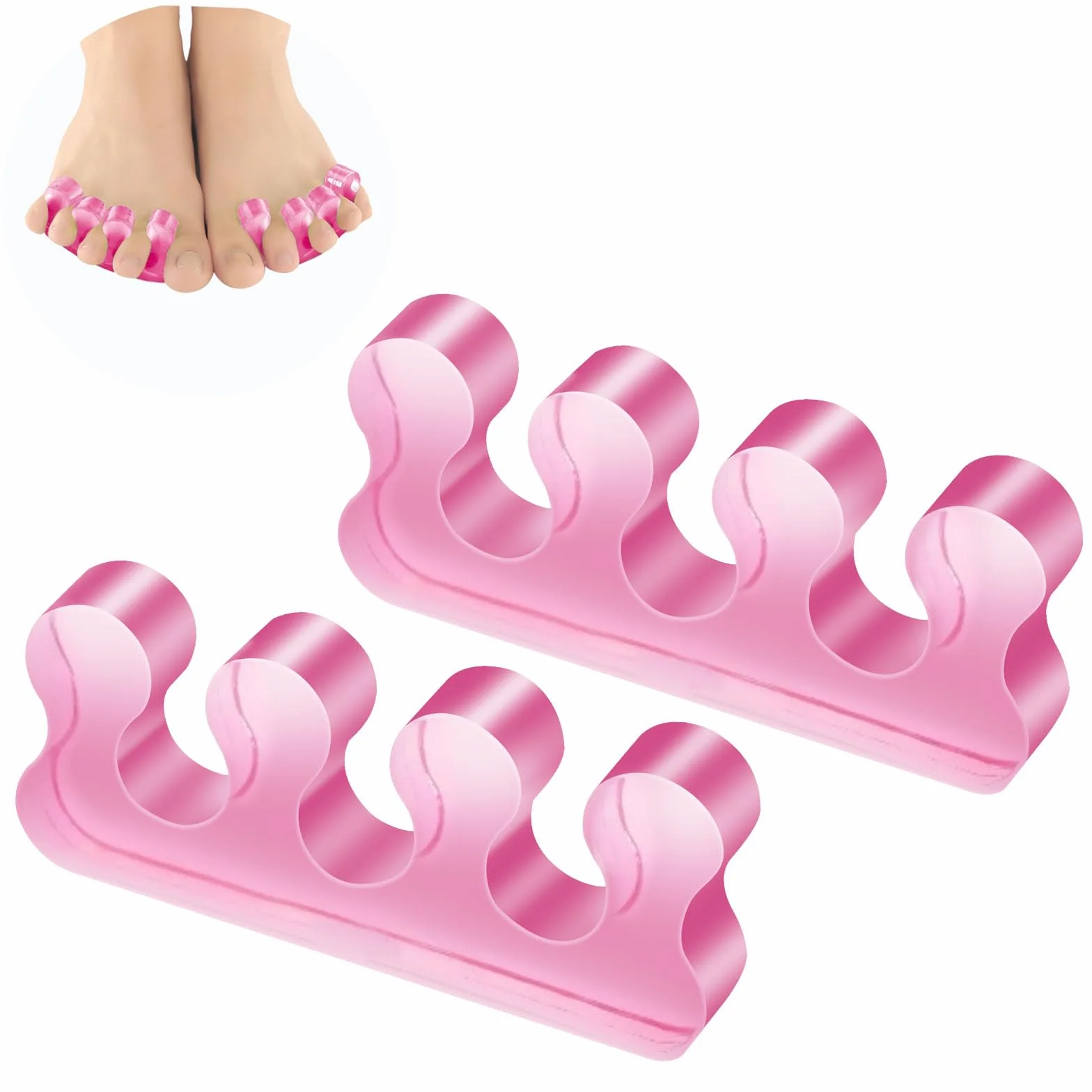 Silikonowe klapki japonki, pedicure, powtarzalne, nadające się do prania, korektory lakieru do paznokci, różowe