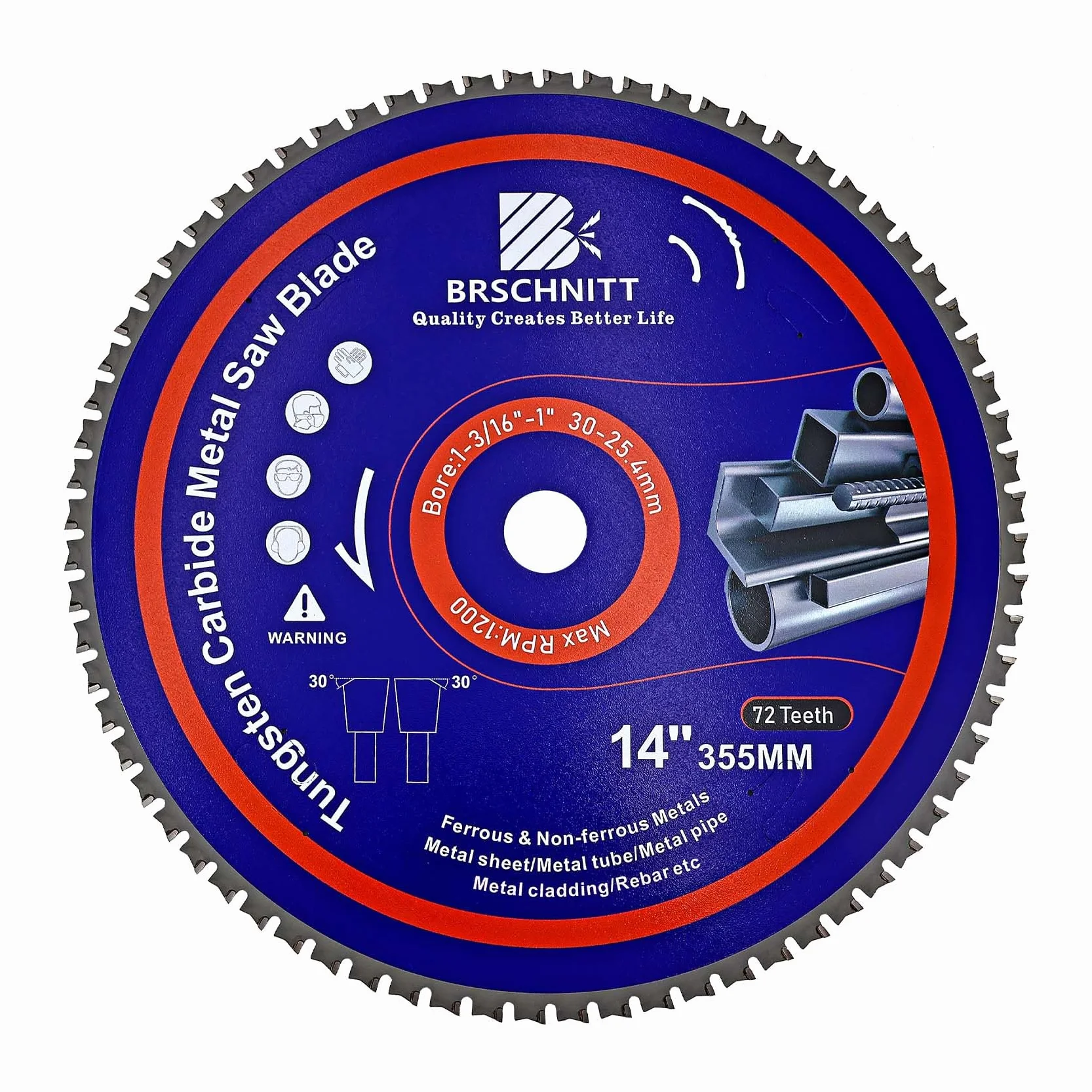 Metalowa piła tarczowa 355MM - 1 sztuka tarcza tnąca do metalu do żelaza, rury żelaznej, złomu 72T Arbor: 30/25,4 mm