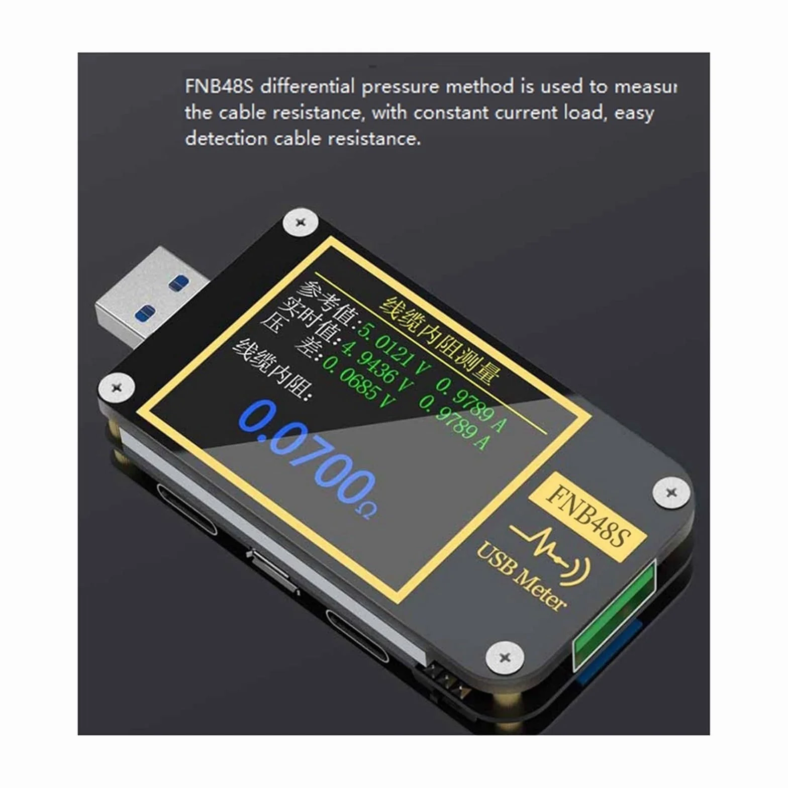 Tester USB,Tester kabla USB, FNB48S Tester Napięcia Pojemnościowego USB Miernik Prądu Monitor Analizator Wykrywania Mocy Narzędzia Testowe Z do sprawdzania pojemności, czyszczenia pojemności