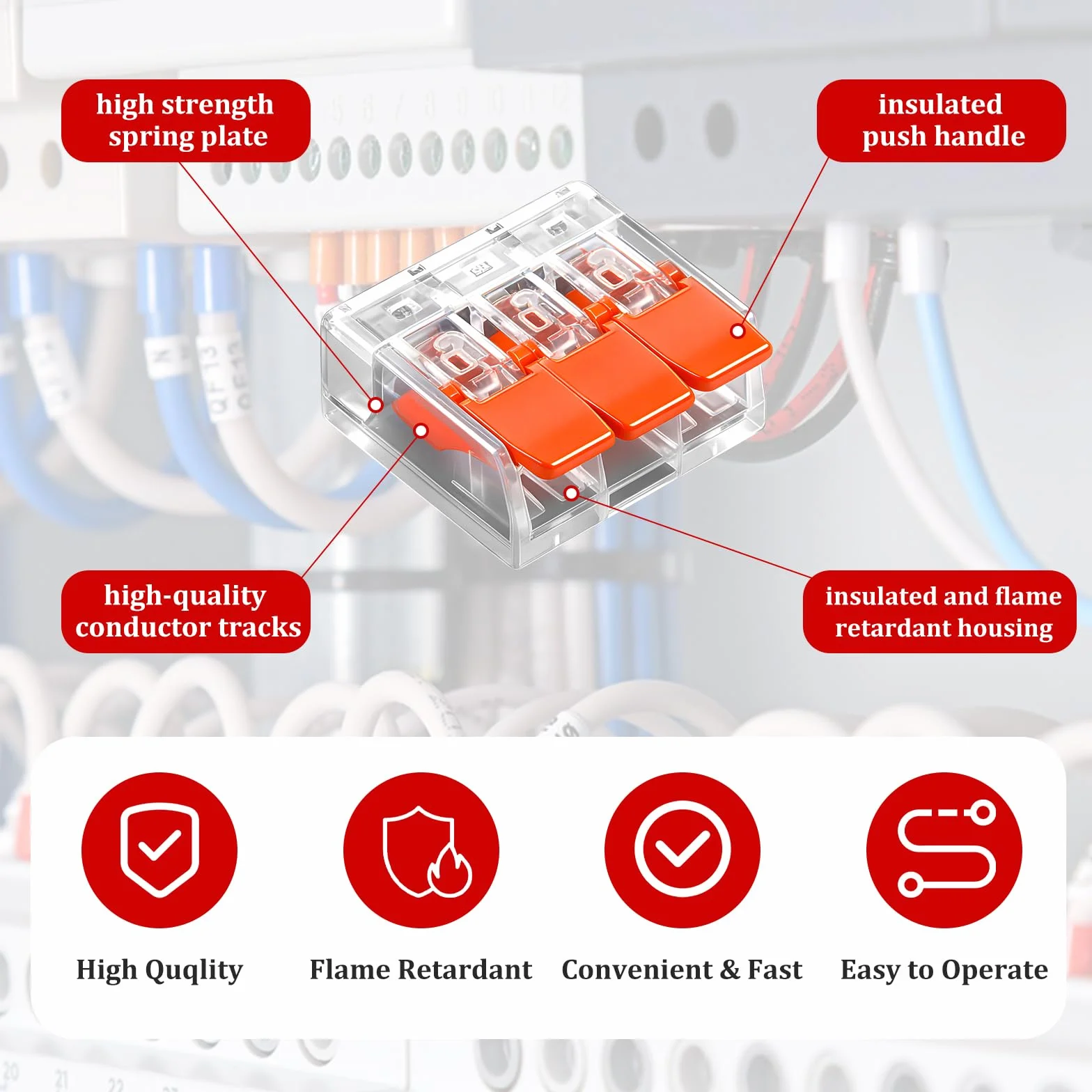 45 sztuk szybkozłączki elektryczne z dźwignią zaciski szybkiego połączenia 3-pinowe do instalacji elektrycznych z zaciskiem przewodowym 0,14-4 mm²
