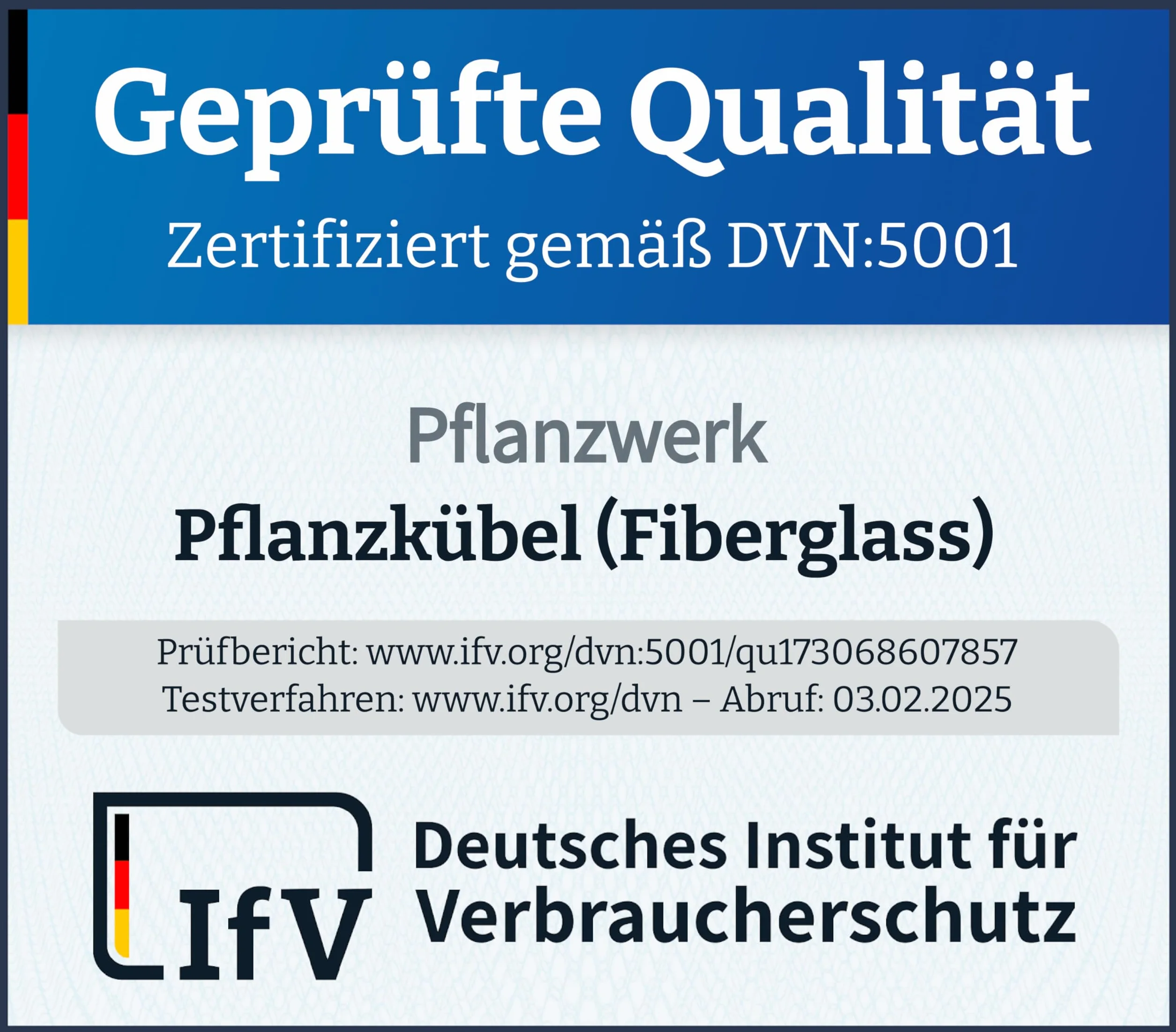 Pflanzwerk Donica z włókna szklanego tub 30 x 60 x 30 cm XXL odporna na mróz ochrona przed UV