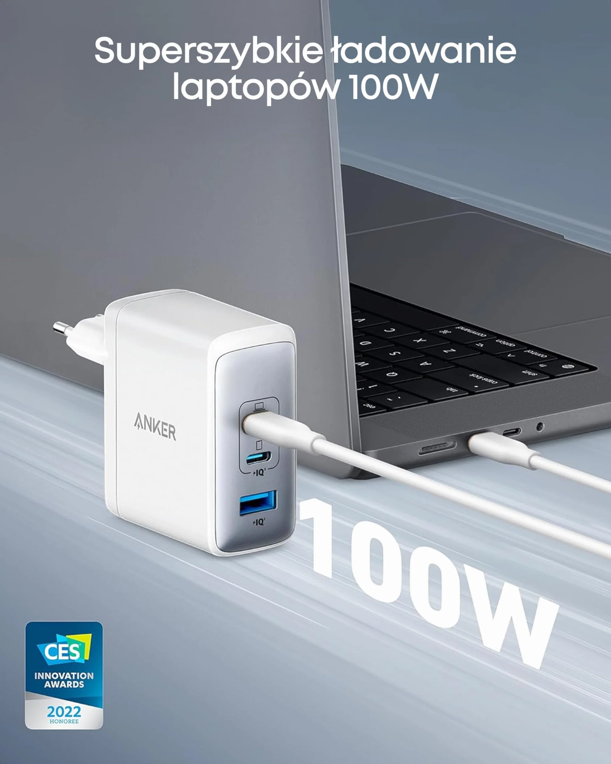 Ładowarka Anker 736 (Nano II), USB C 100 W, 3-portowy zasilacz USB C do MacBook Pro/Air, iPad Pro, Galaxy S22/S20, iPhone 15/Pro (Biały)