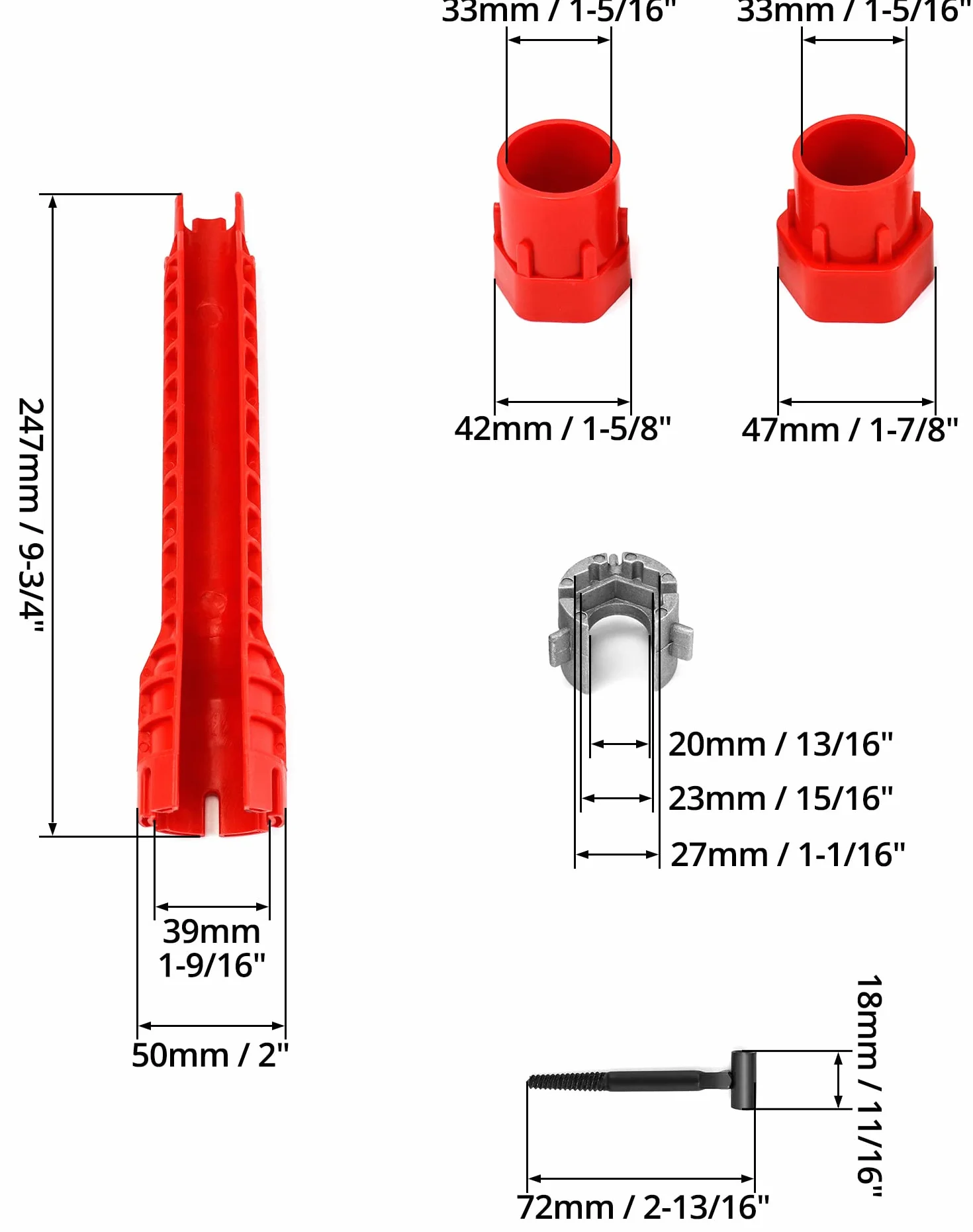 QWORK Dwustronny klucz hydrauliczny, narzędzie do kranu, klucz do zlewu Narzędzia hydrauliczne, klucz do toalety, do kranów toaletowych Kuchnia Łazienka