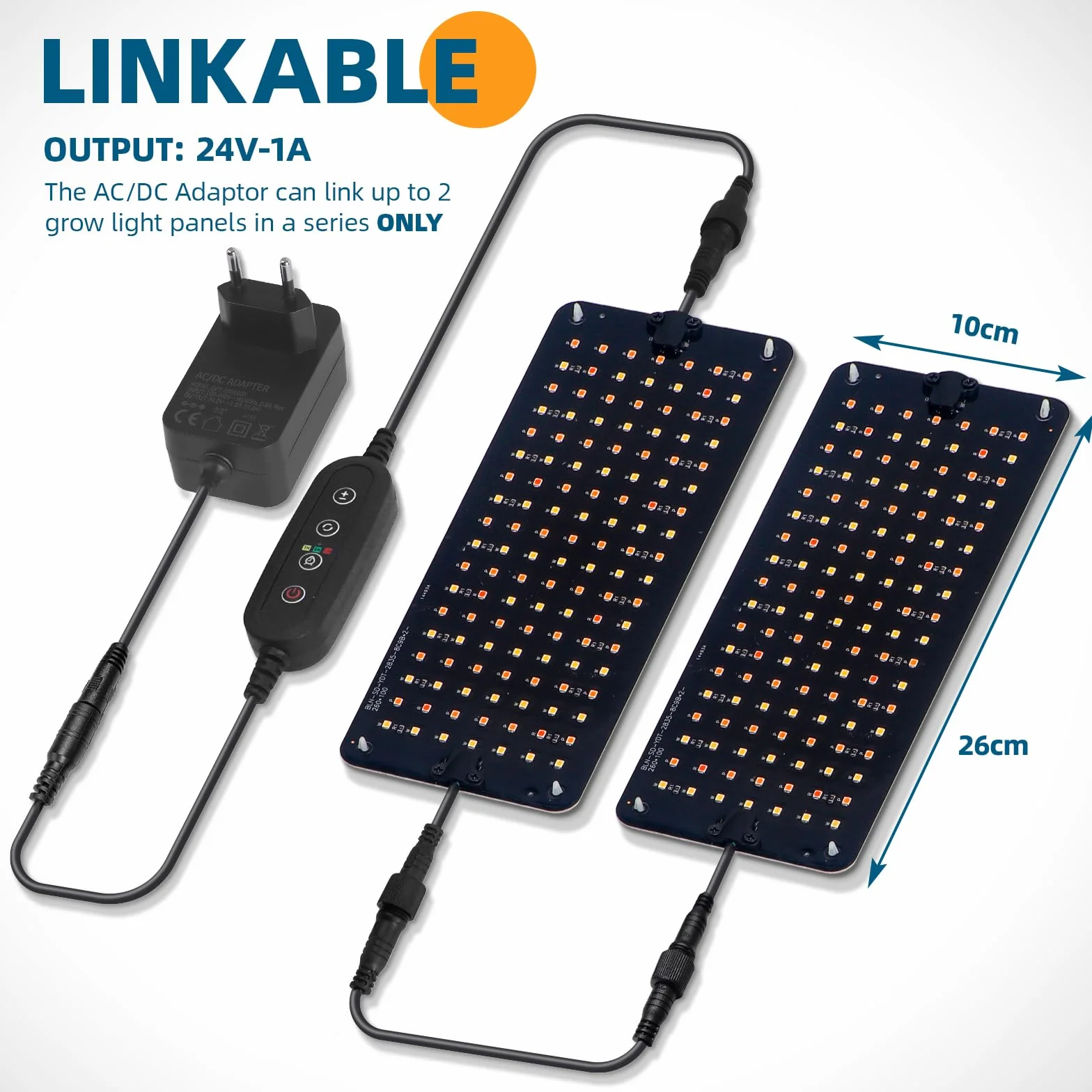 Barrina Lampa LED do uprawy roślin, 20W (2 x 10W) ultracienki panel świetlny do pełnym spektrum z timerem, lampa LED hydroponiki, sadzonek, sukulentów, kwiatów i roślin, 2 szt