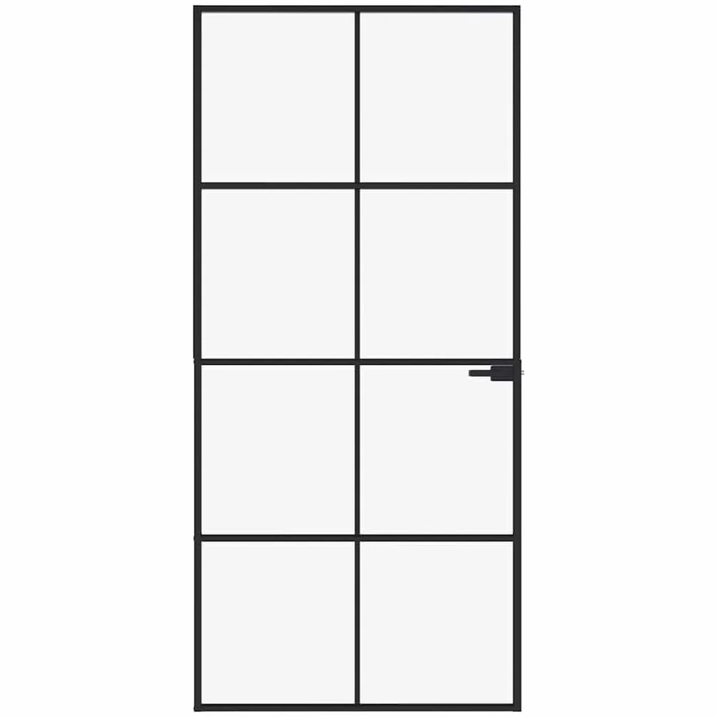 vidaXL Drzwi wewnętrzne, czarne, 93x201,5 cm, szkło i aluminium