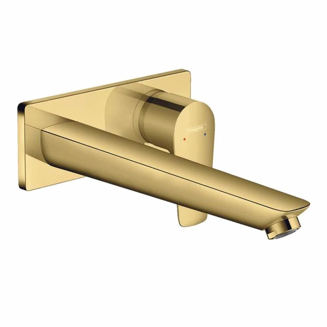 hansgrohe Talis E Jednouchwytowa bateria umywalkowa montaż ścienny podtynkowy, wylewka 22,5 cm, element zewnętrzny złoty optyczny polerowany, 71734990