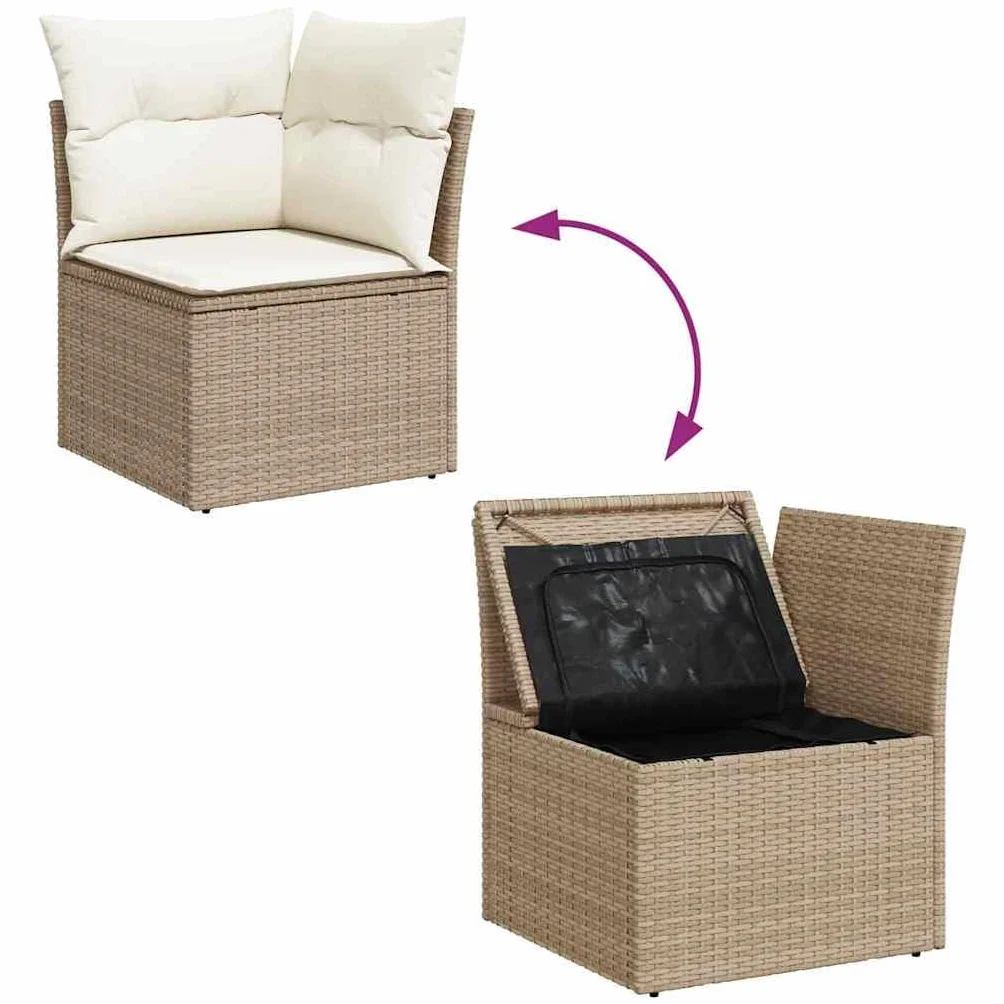 vidaXL Zestaw Sof z poduszką 7 pcs polirattan modułowa na taras ogród