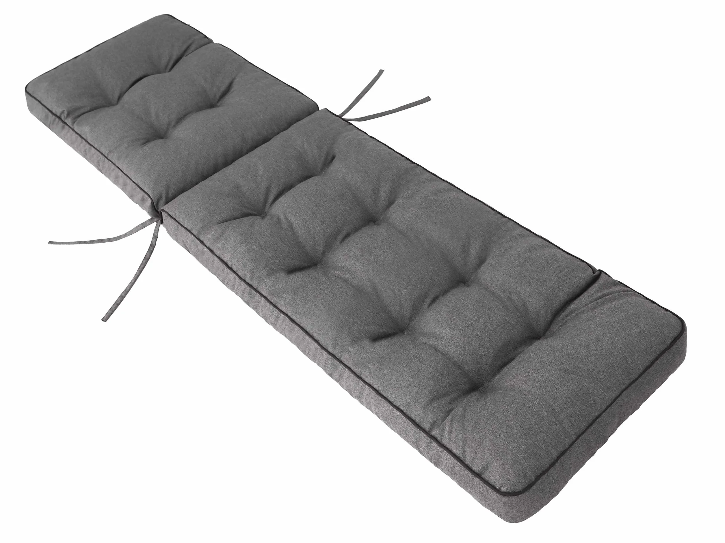 PillowPrim Nakładka na leżak ogrodowy (grafitowy) 201 x 55 cm, 8 cm grubości, wygodna poduszka na leżak
