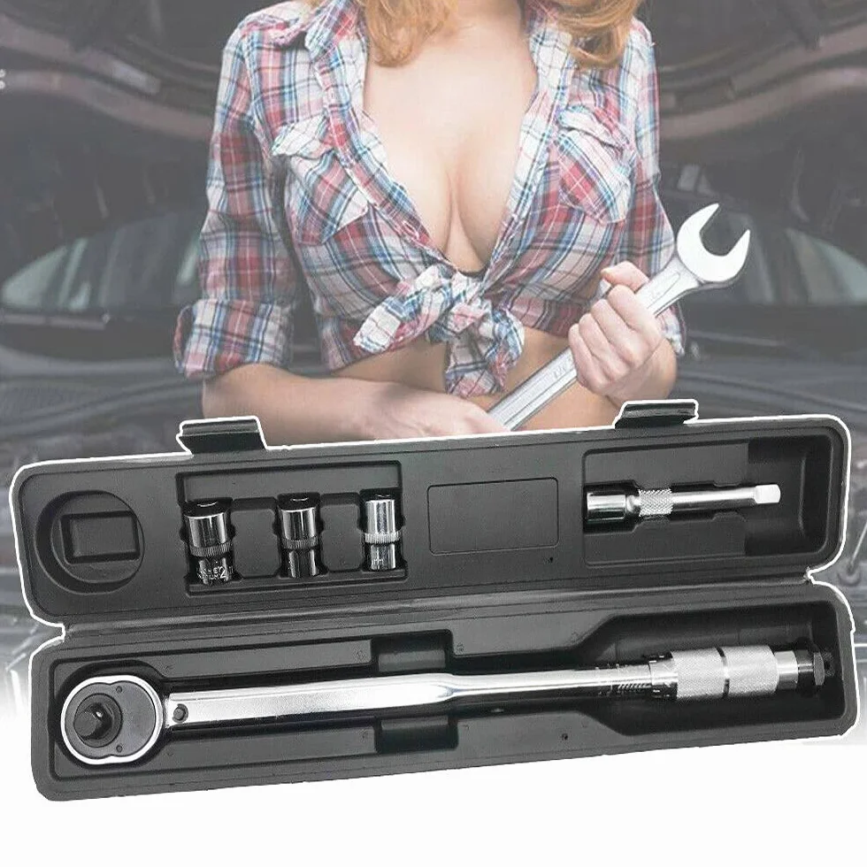 Klucz dynamometryczny 1/2" 0,5 cala z grzechotką, kwadratowym napędem 28-210 Nm Klucz do nakrętek kół z zestawem nasadek 17 mm 19 mm 21 mm, listwą ExBar i schowkiem, zestawem do konserwacji roweru s