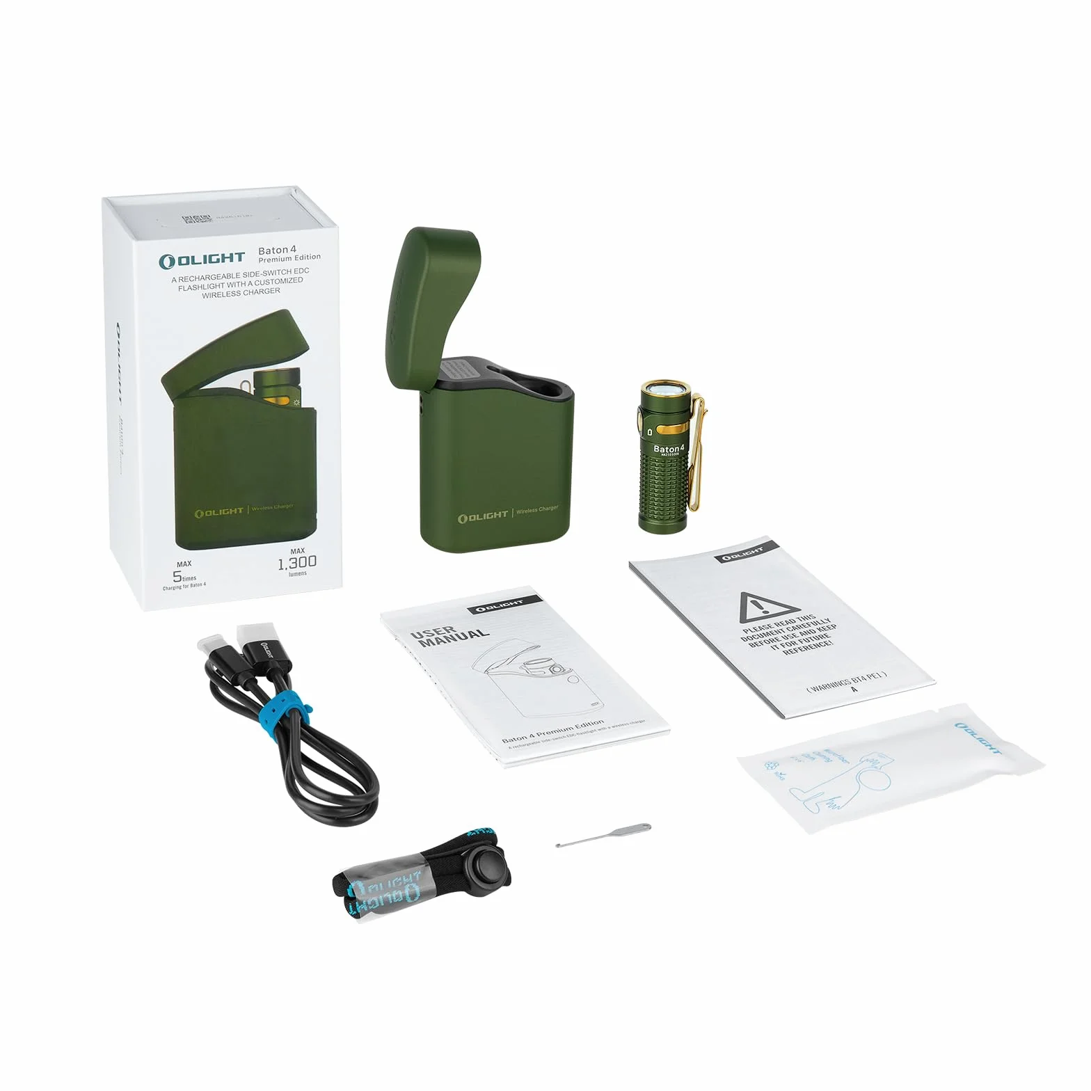 OLIGHT Baton 4 Mini latarka LED z możliwością ładowania i ściemniania, lampa ręczna o czasie działania do 190 dni, zasięg światła 1300 lm 170 m, super jasna mała latarka do codziennego użytku, IPX8