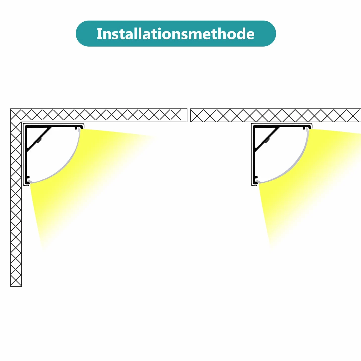 Profil aluminiowy LED, 40 x 1 m, profil LED 45 stopni, kształt litery V do taśm LED / taśm/pasków (1-11 mm) z osłoną, w zestawie zaślepki i klipsy montażowe do taśm LED