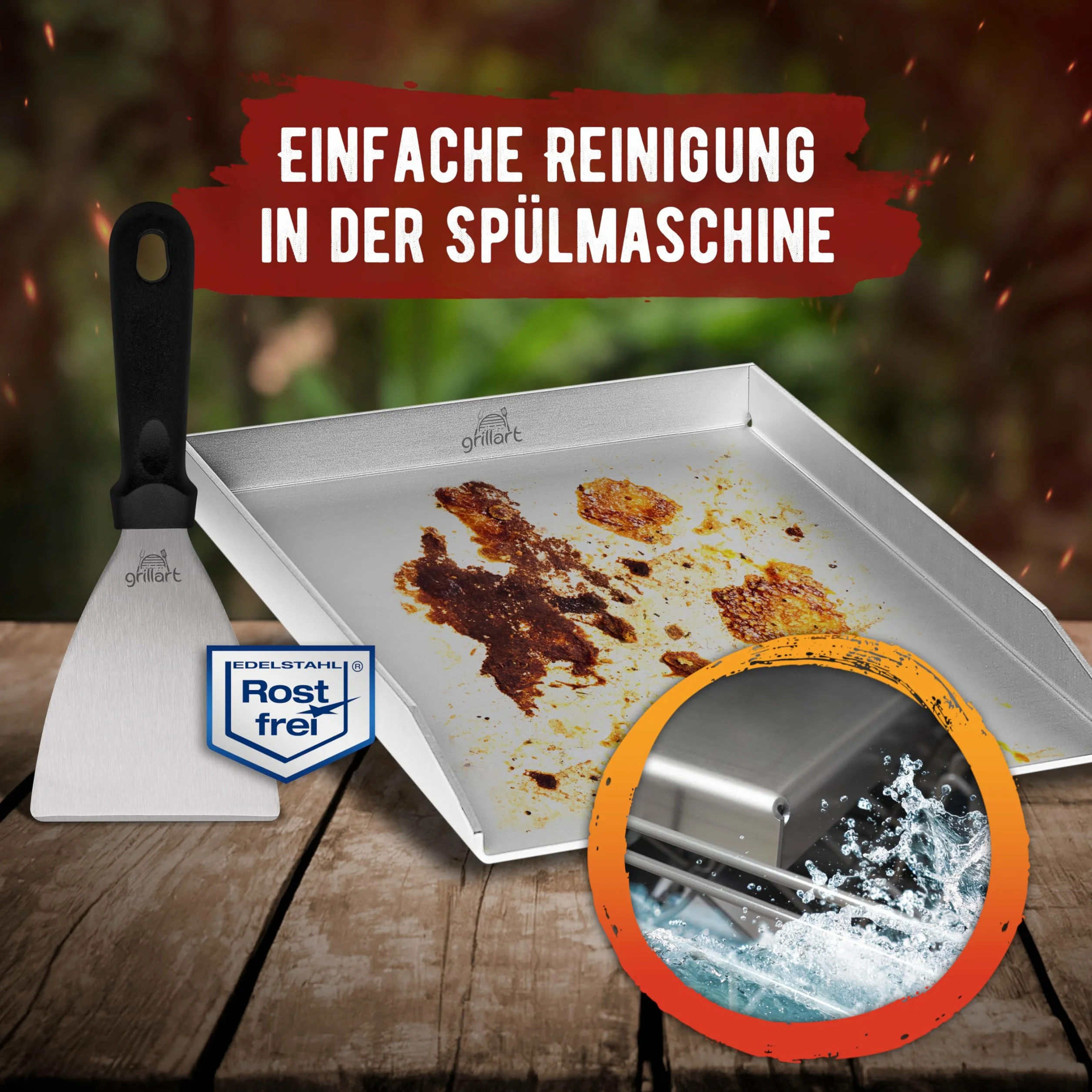 Grillart Premium Plancha grillowa ze stali nierdzewnej 4 mm 30 x 40 cm do kuchenek indukcyjnych