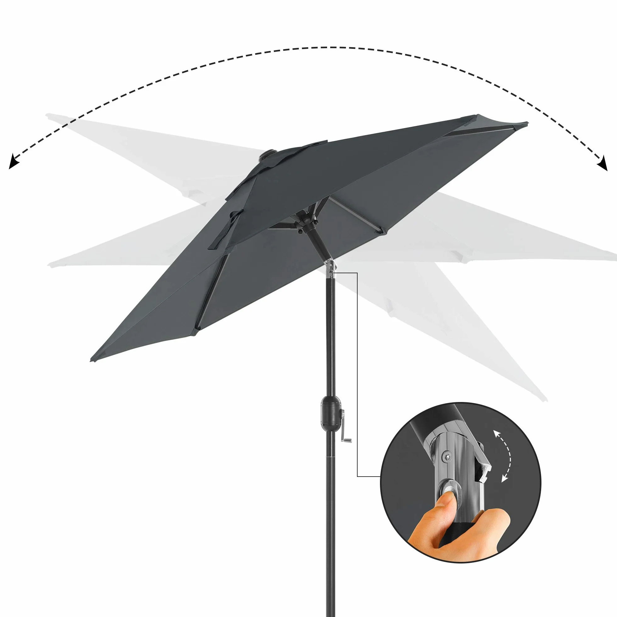 SONGMICS Parasol ogrodowy 2,1 m UPF 50+ nachylenie 30° uchwyt korbowy