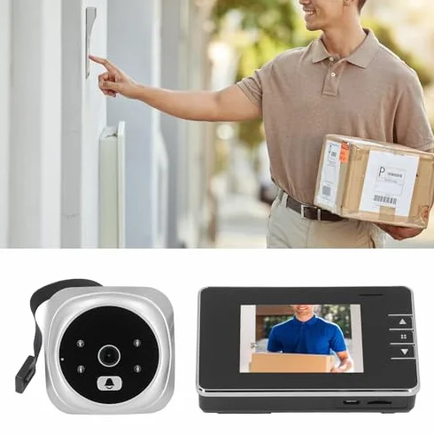 Kamera z Wizjerem do Drzwi, Cyfrowy Dzwonek Wideo z 2-kierunkowym Dźwiękiem, Noktowizorem, Ekranem LCD i Szerokim Kątem 120 Stopni, Cyfrowa Kamera do Drzwi, Kamera z Wizjerem