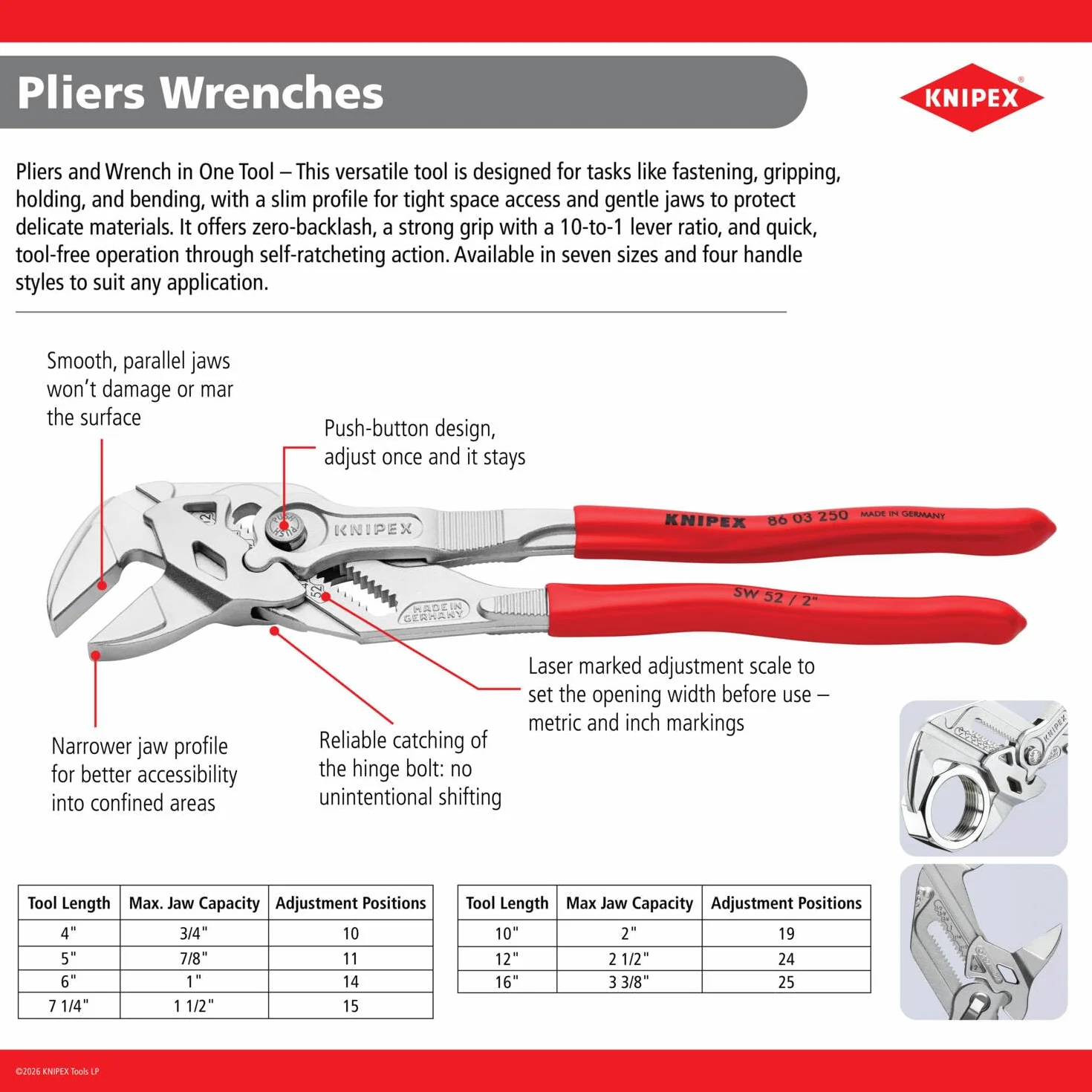 Knipex 86 05 250 - szczypce (złącze ślizgowe, stal chromowo-wanadowa, plastik, niebieski/czerwony)