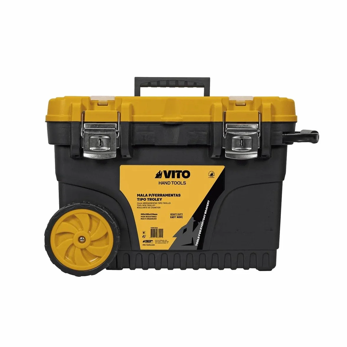 Rolnictwo/skrzynka na narzędzia budowlane 595 x 380 x 420 mm na kółkach VITO Tool o wysokiej wytrzymałości teleskopowy uchwyt