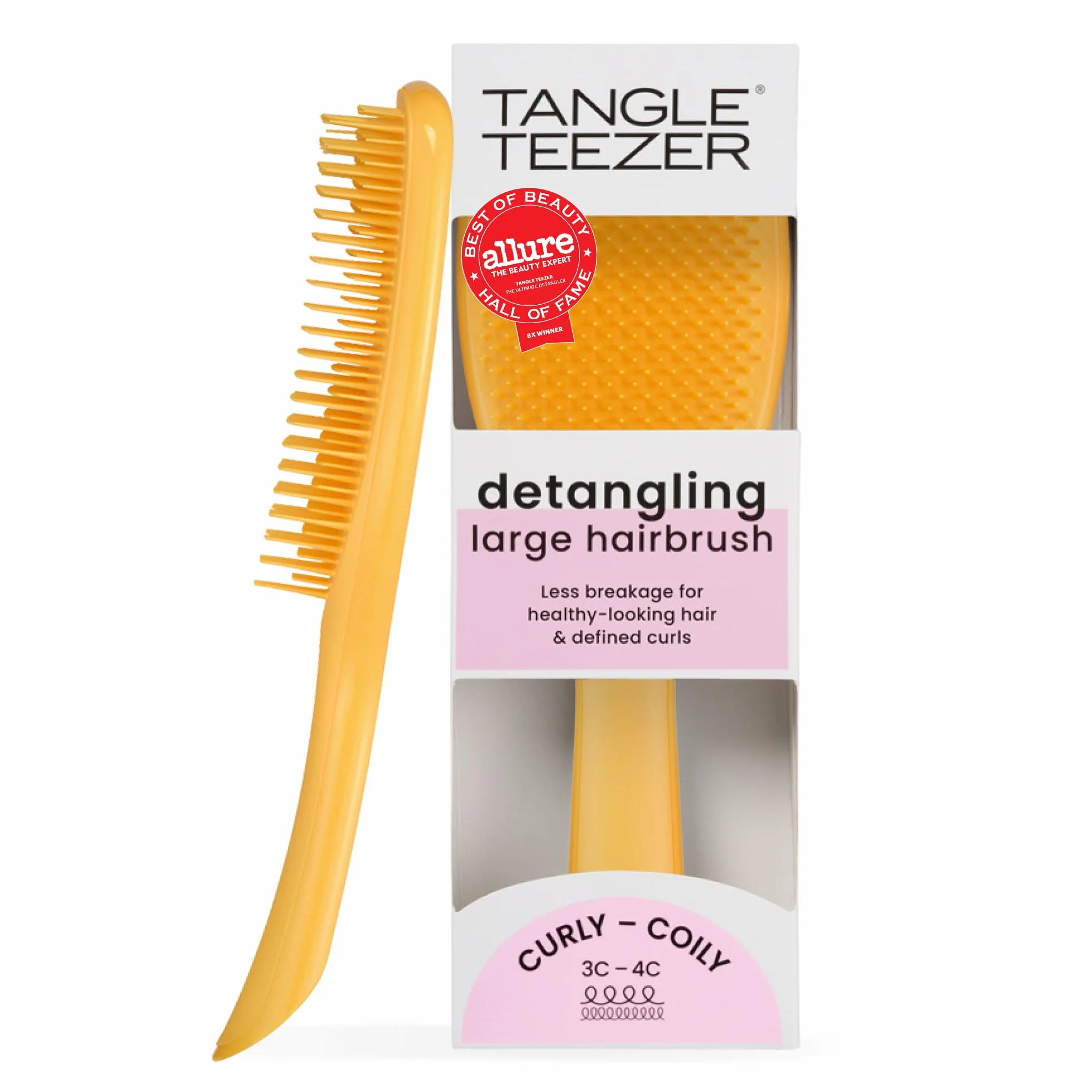 Tangle Teezer Duża szczotka do rozczesywania naturalnych loków Ultimate - do mniej kręconych loków i afro 3C-4C - Podwójna szczotka do rozczesywania - Żółty Narcyz