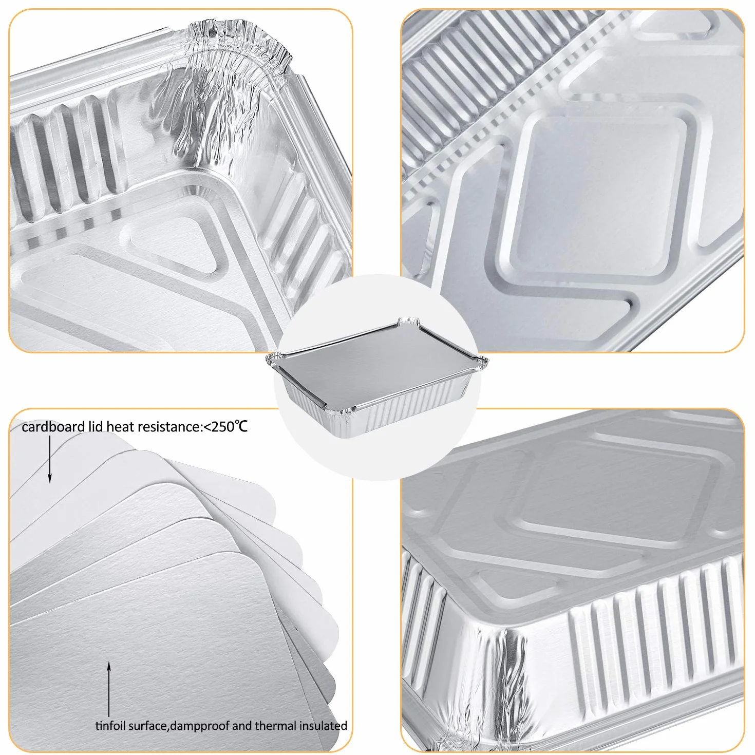 Tacki z folii aluminiowej 22x16x5 cm 1000 ml z pokrywkami do grilla