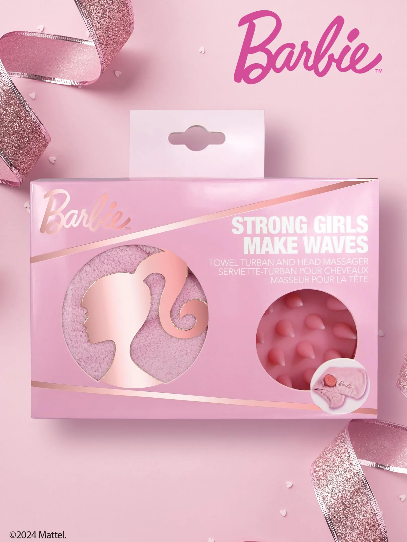 Barbie Make Waves zestaw upominkowy do pielęgnacji włosów – masażer głowy i ręcznik turban/ręcznik z mikrofibry – szybkoschnący