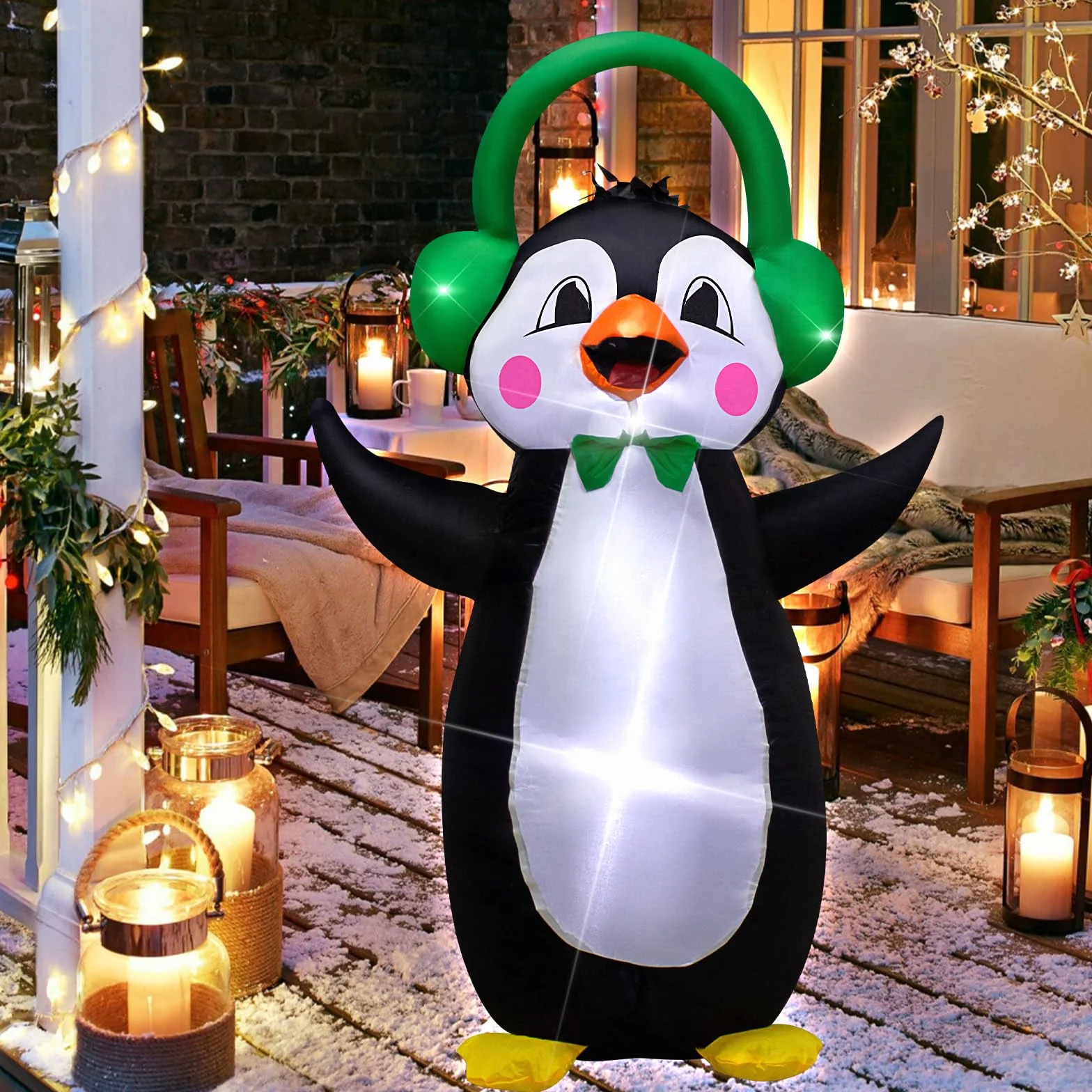 Świąteczny nadmuchiwany pingwin 122cm z LED dekoracja na zewnątrz
