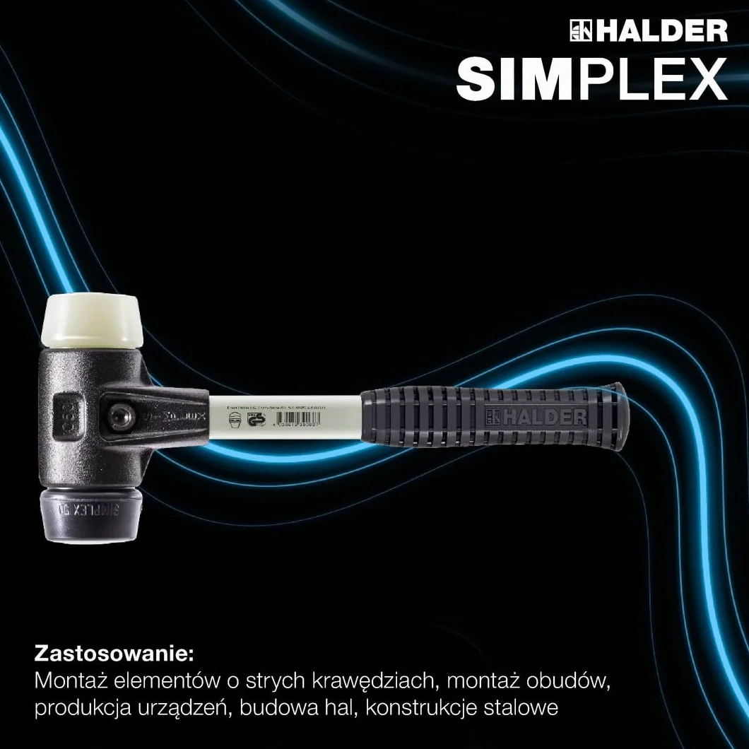 Halder 3728080 miękka twarz młot Simplex z obudową odlewu stalowego z gumy/nylonu, wielokolorowy, 80 mm
