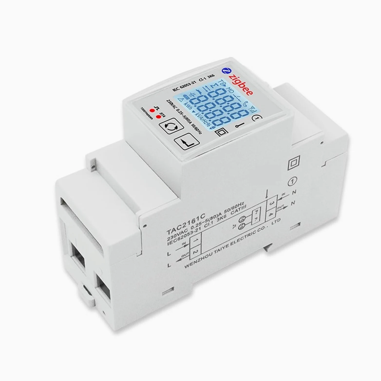 Inteligentny Licznik Energii ZigBee Jednofazowy 80A Monitor Zasilania Na Szynę Din KWh Watomierz Woltomierz Amperomierz Monitorowanie Energii