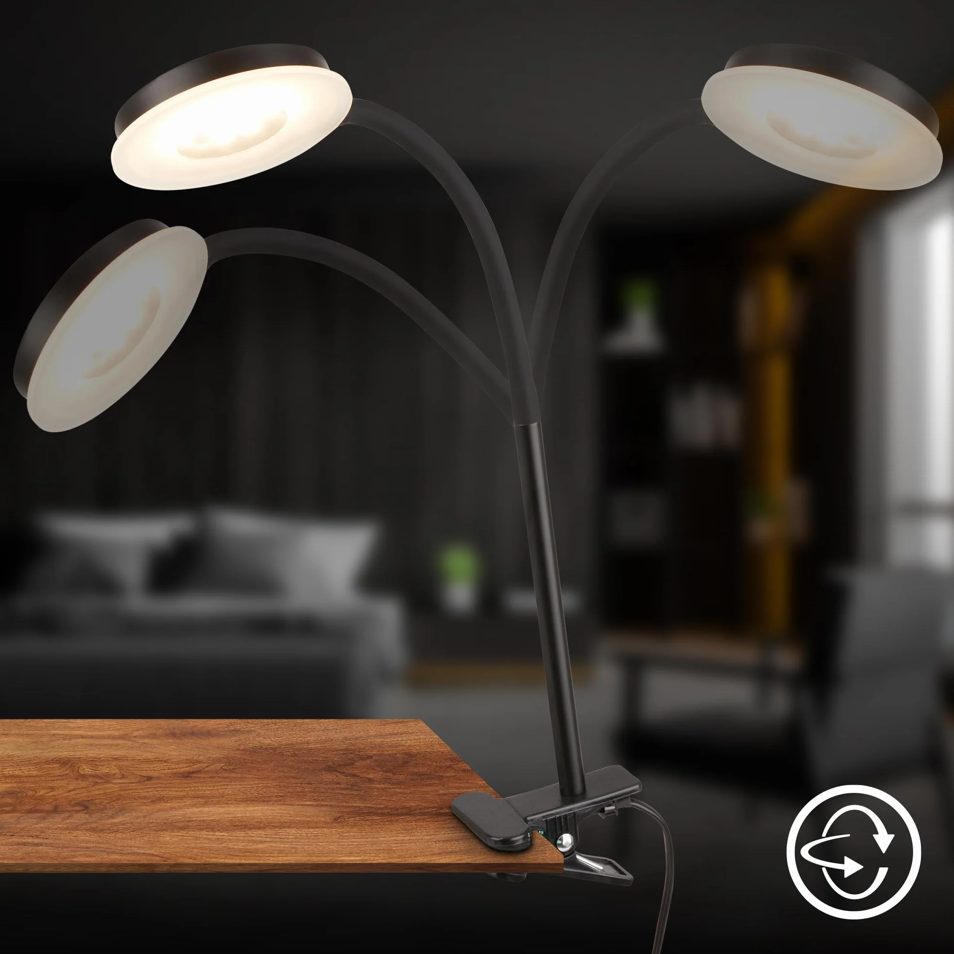 BRILONER - Lampa biurkowa z przełącznikiem kablowym, ciepła biała barwa światła, obrotowa, lampka do czytania, lampa zaciskowa, lampka zaciskowa, lampka nocna, lampka do czytania dla dzieci, lampa