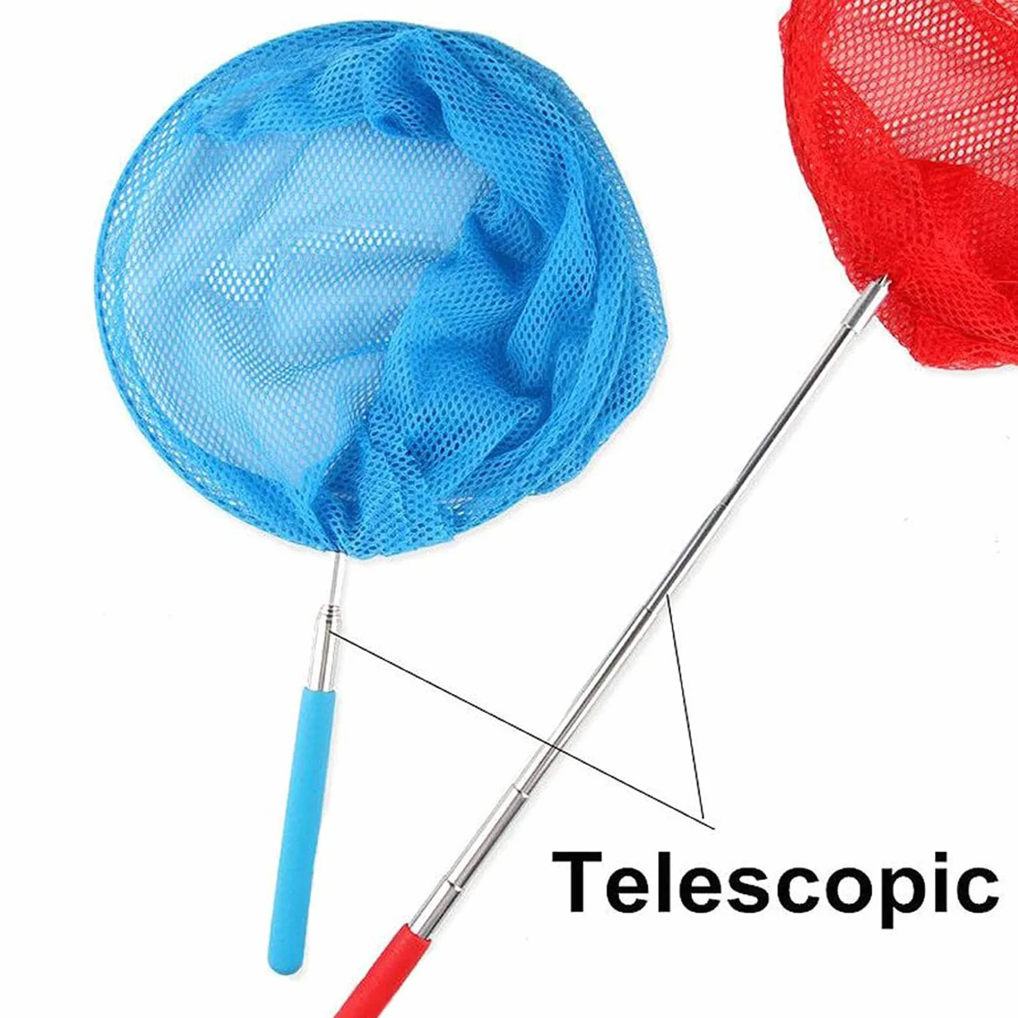 Teleskopowa siatka na motyle wędkarska stawowa wysuwana 34,5-80 cm z wiaderkiem składanym dla dzieci