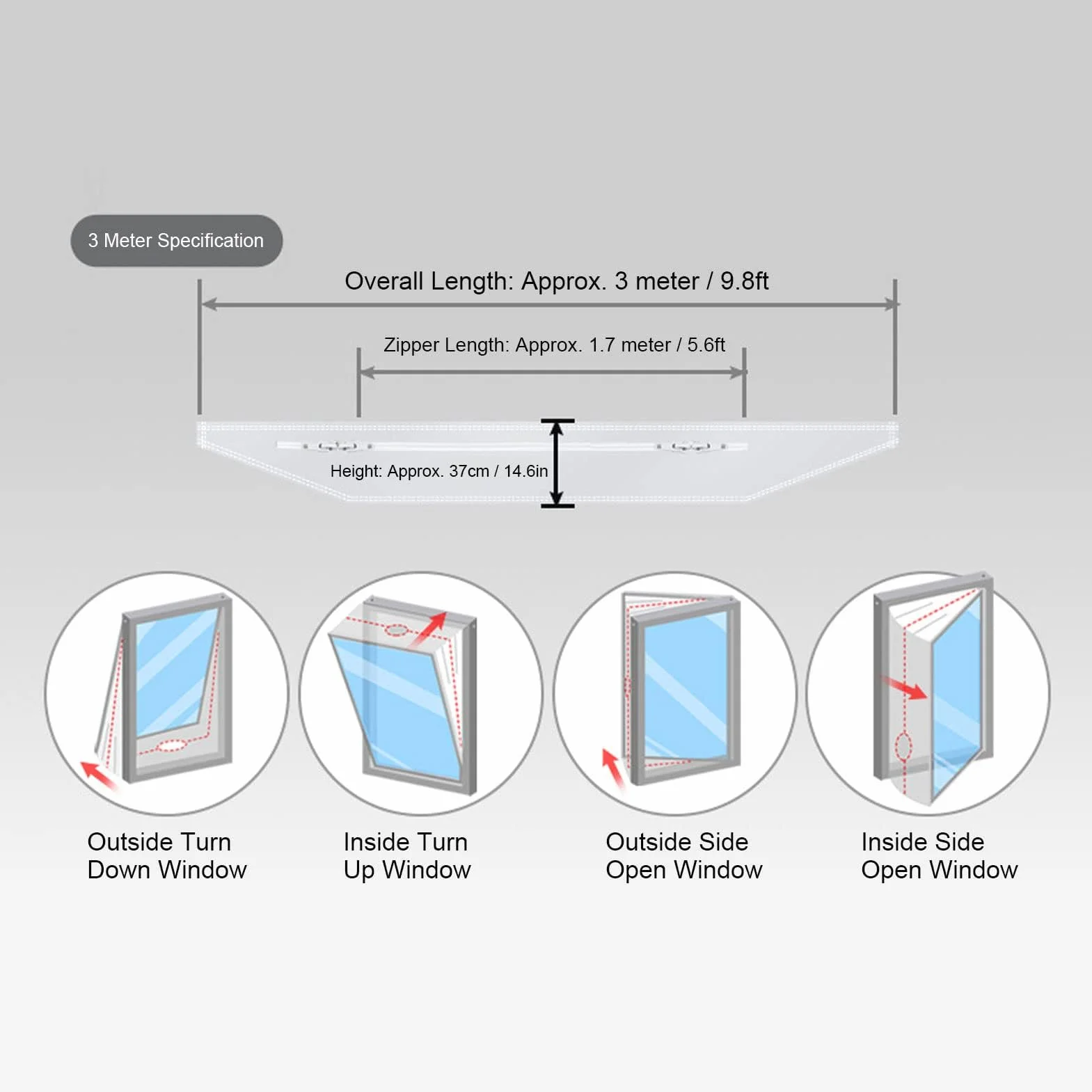 Air Conditioner Window Seal Kit Silver Grey Portable Window Sealing Cloth Universal AC Window Frame Sealing Kit (3 Meter / 9.8ft)