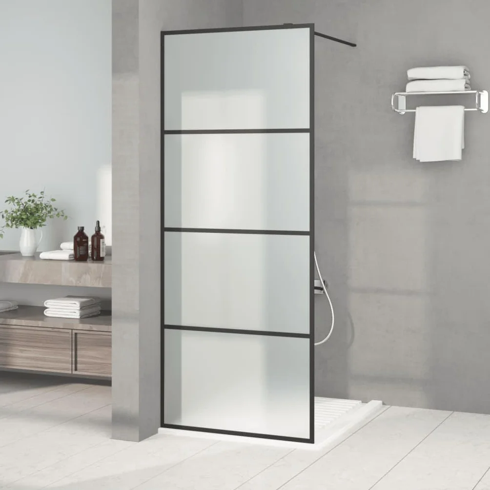 Fengshui Ścianka prysznicowa Walk-In czarna 80 x 195 cm ESG matowa | 5 mm szkło bezpieczne ESG, aluminiowa rama, regulowany profil, instrukcja montażu w zestawie
