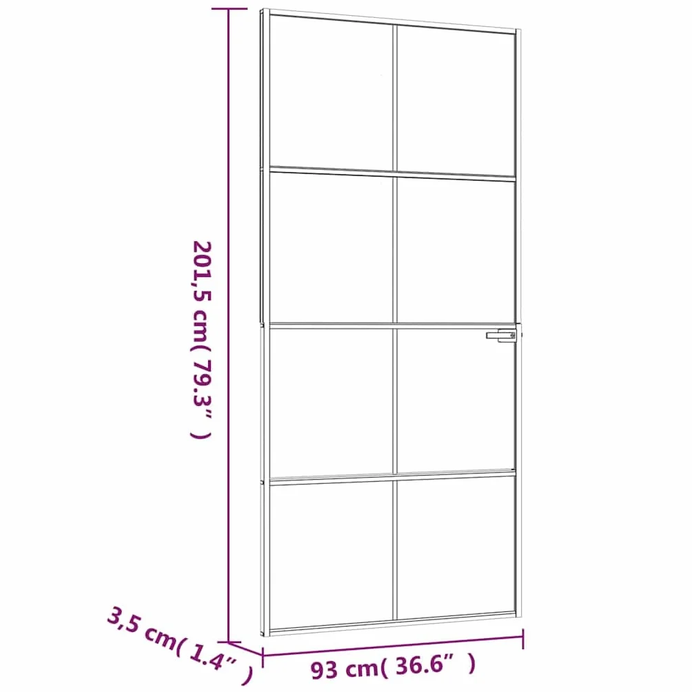 vidaXL Drzwi wewnętrzne, czarne, 93x201,5 cm, szkło i aluminium