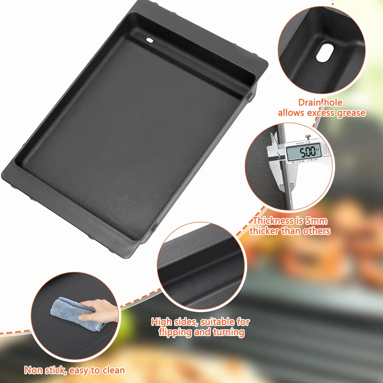 GFTIME Żeliwna płyta grillowa 44 x 30,5 cm do Weber Spirit seria 300 E-310 E-320 E-330 S-310 S-320 S-315 SP-330 SP-335 zamiennik
