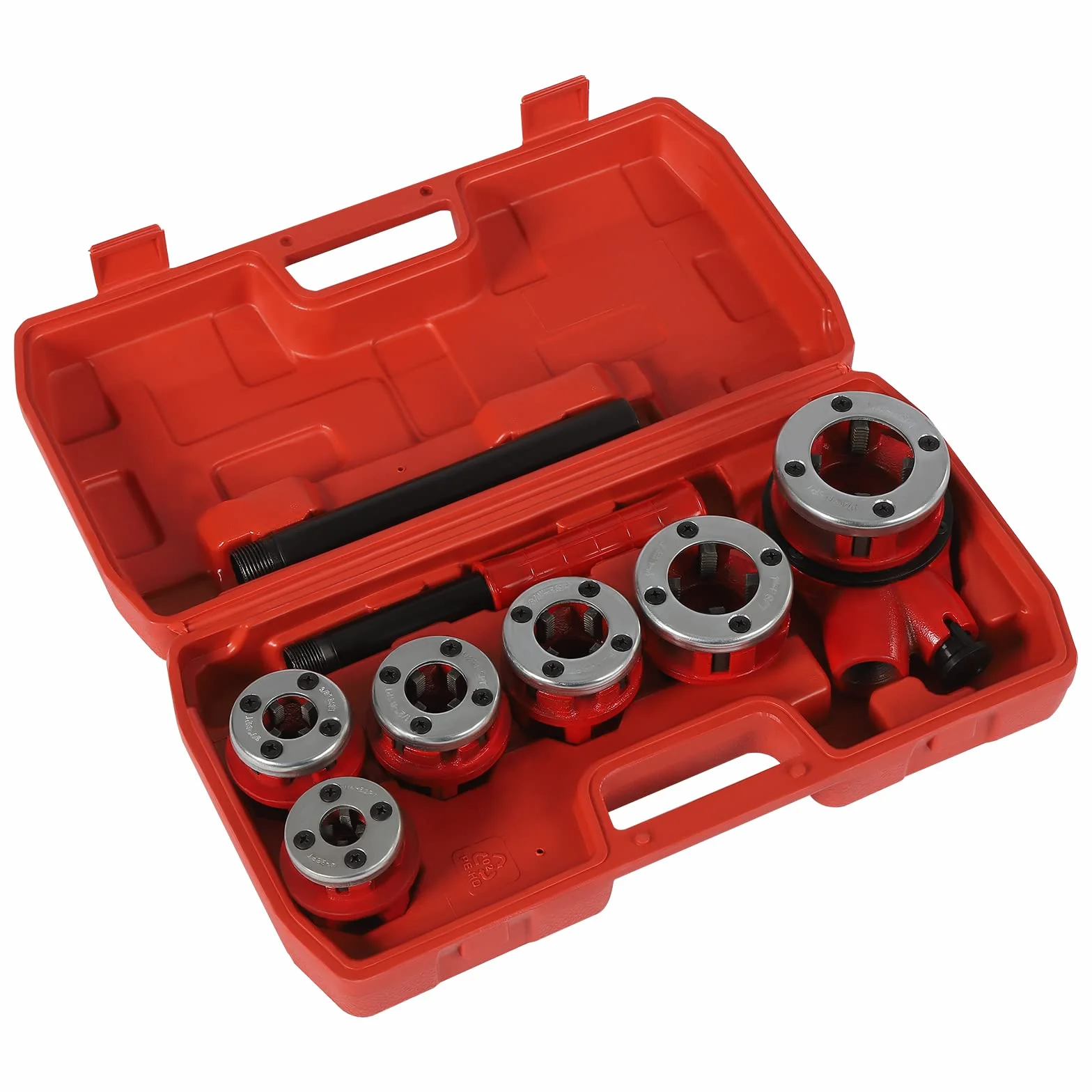 Zestaw gwintowników rurowych, gwintownik rurowy, zestaw zwojów do rur hydraulików, 6 matryc 1/4", 3/8", 1/2", 3/4", 1", 1-1/4"