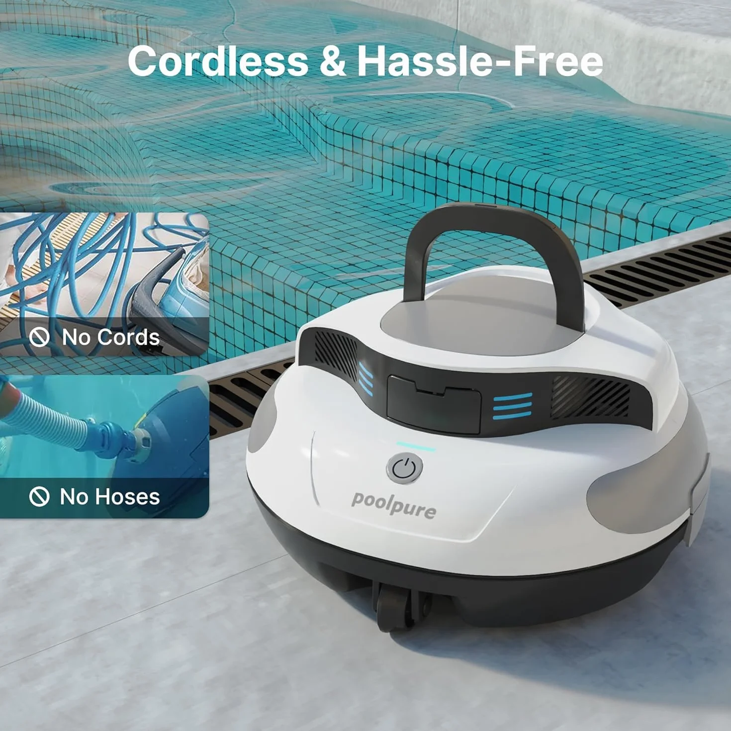 POOLPURE Robot basenowy bezprzewodowy 5000 mAh IPX8 podwójny silnik automatyczne parkowanie