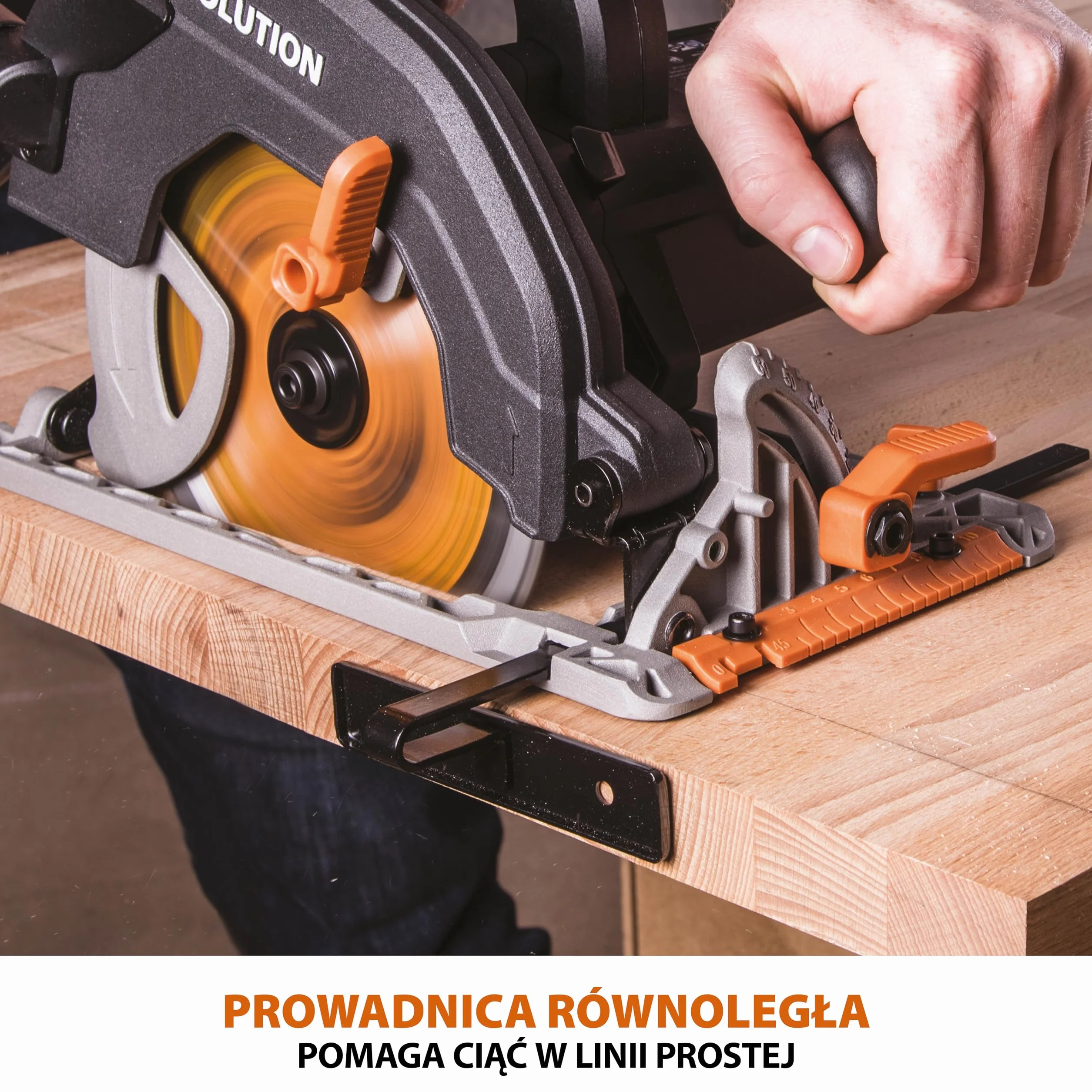Evolution Power Tools R185CCS Pilarka tarczowa z szyną i tarczą TCT 185 mm do cięcia wielu materiałów: tnie drewno, metal stal aluminium plastik, opcja odchylenia, w zestawie prowadnica