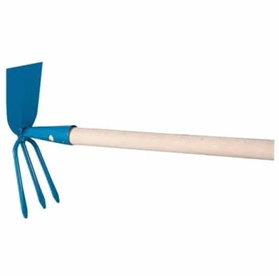 Motyka ogrodowa podwójna motyka 3 zęby stal węglowa uchwyt drewniany 118 cm