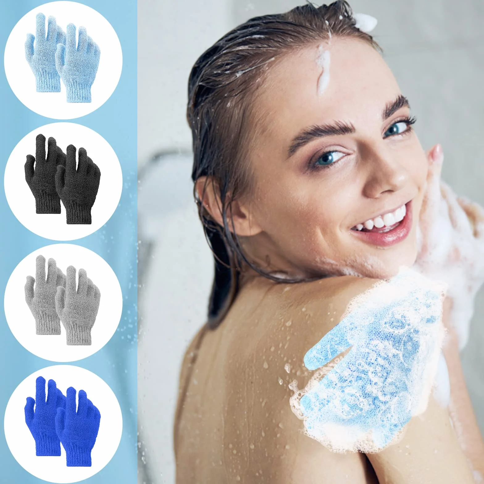 Sibba Rękawice złuszczające, bambusowe, do peelingu, do ciała, złuszczające, do prysznica, spa, masażu i usuwania martwych komórek naskórka, luffa, 8 szt.