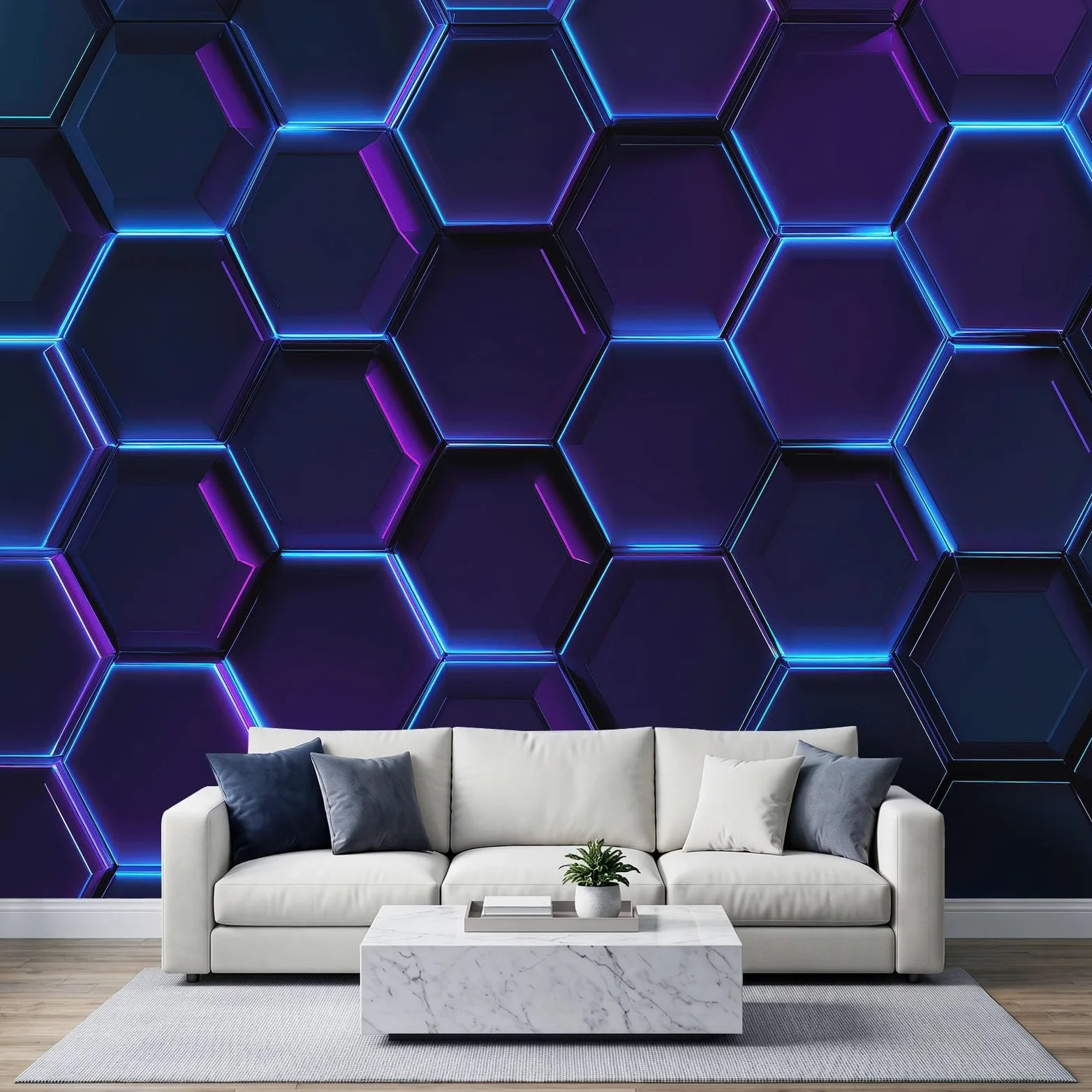 Abstrakcyjna fototapeta z motywem kosmosu, geometryczna XXL, 350 x 256 cm (szer. x wys. 256 cm) – sci-fi, futurystyczna tapeta ścienna, tapeta na fizelinie, ciemnoniebieska, tapeta ścienna, dekoracja
