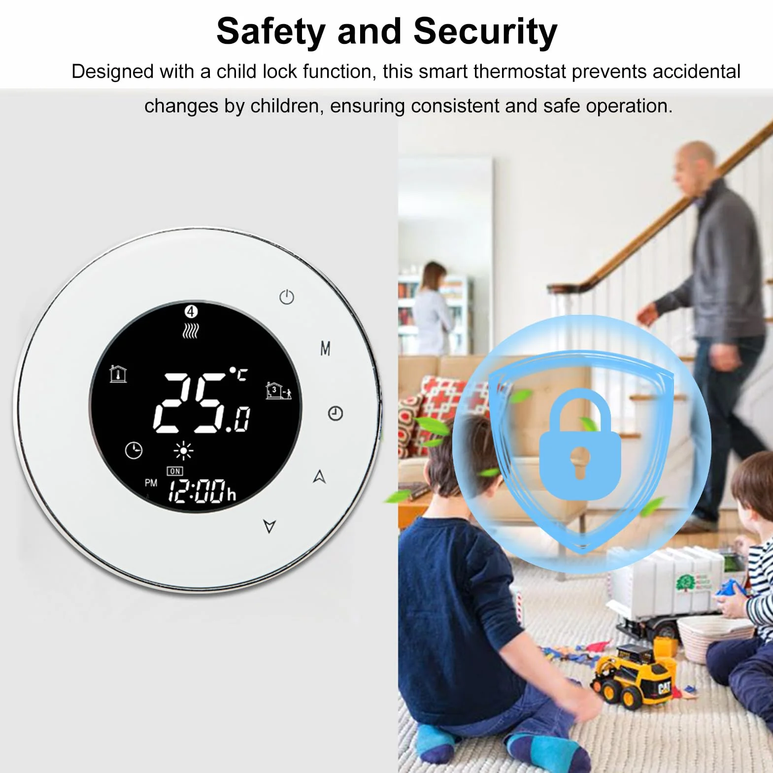 Luocute Inteligentny Termostat Wi-Fi, Programowalny Sterownik Ogrzewania Bojlera z aplikacją Touch Control Zdalny Zakres 5-35°C, dokładność 0,5°C, do Domowego Systemu Ogrzewania z (WHITE)