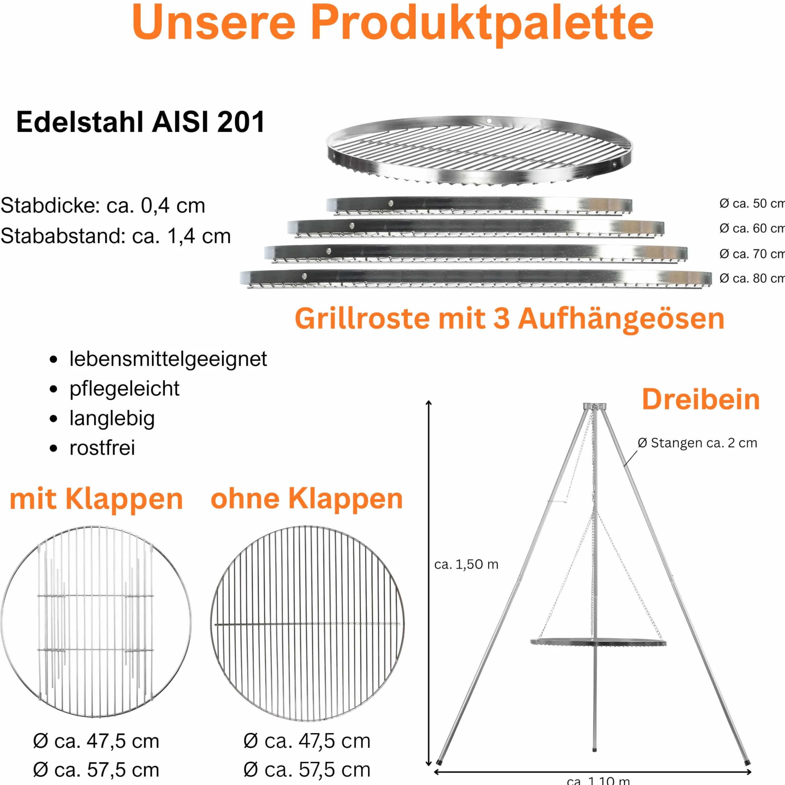 Ruszt do gotowania ze stali nierdzewnej Ø 47 cm 57 cm Weber