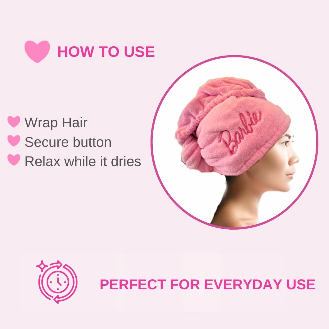 Barbie Make Waves zestaw upominkowy do pielęgnacji włosów – masażer głowy i ręcznik turban/ręcznik z mikrofibry – szybkoschnący