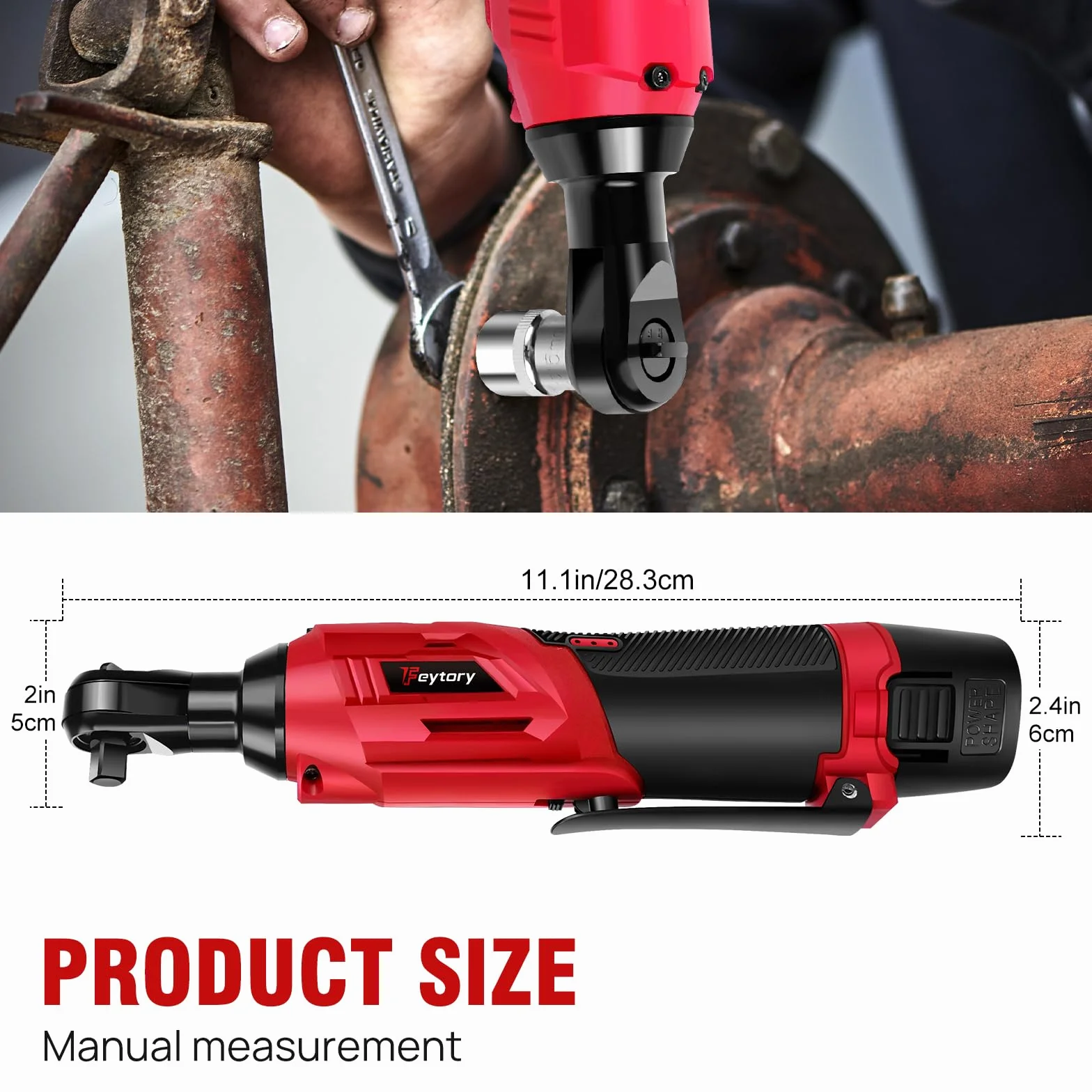 Lucn Czerwony pistolet z grzechotką z grzechotką 3/20.3 cm napęd 2 x baterie 150 Nm bezprzewodowy klucz udarowy