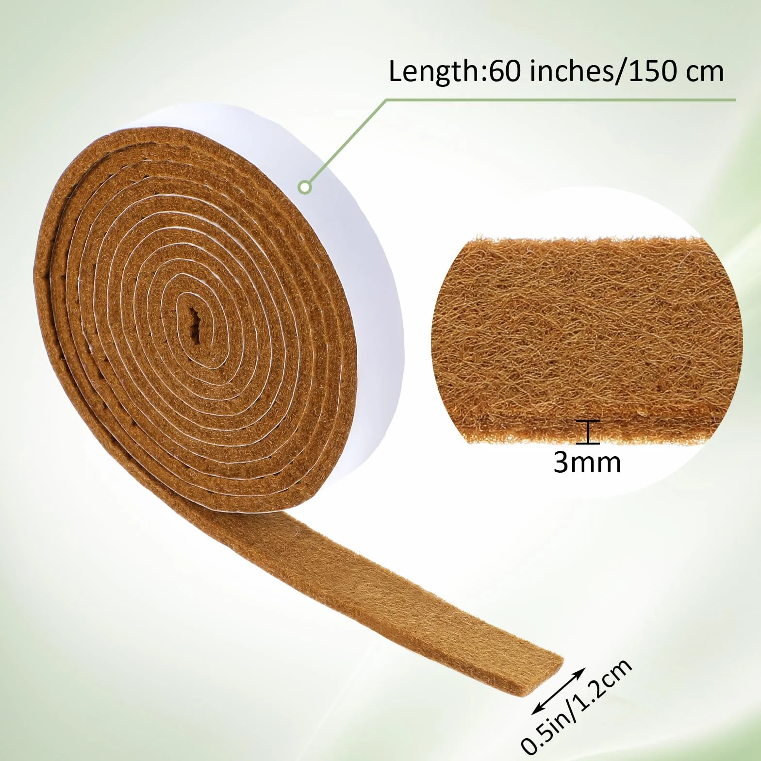 COMNICO 2 rolki podkładek filcowych, samoprzylepne, antypoślizgowa warstwa ochronna, tapicerka meblowa do ochrony powierzchni mebli, podłóg z twardego drewna, krzeseł i ścian (brązowa, 150 x 1,2 cm)