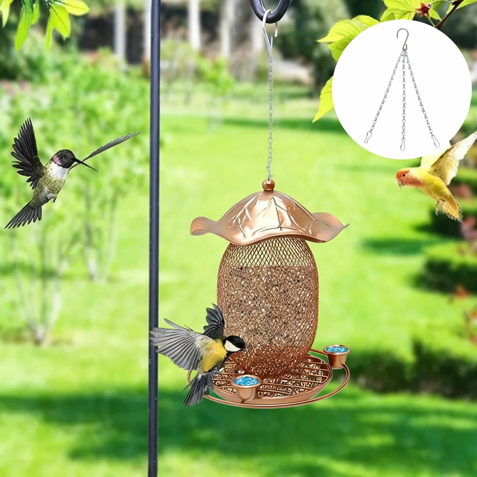 metalowy łańcuch wiszący na kwiaty 50 cm zestaw 6 sztuk