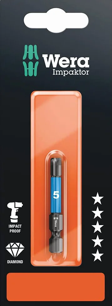 Wera 840/4 Impaktor Bit Hex-Plus 5 mm x 50 mm zgrzebny