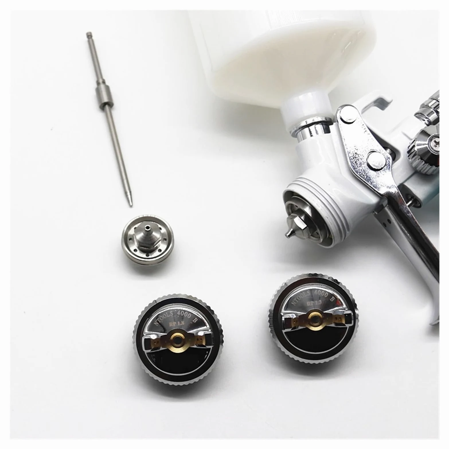 Dysza Pistoletu Natryskowego 1,3 I,8 Mm Ze Zbiornikiem Mieszającym 400CC Adapterem Pistolet Do Lakieru Samochodowego Lakierowania Farby 4000B Na Sprężone Powietrze Wysoka Precyzja Atomizacji(B)