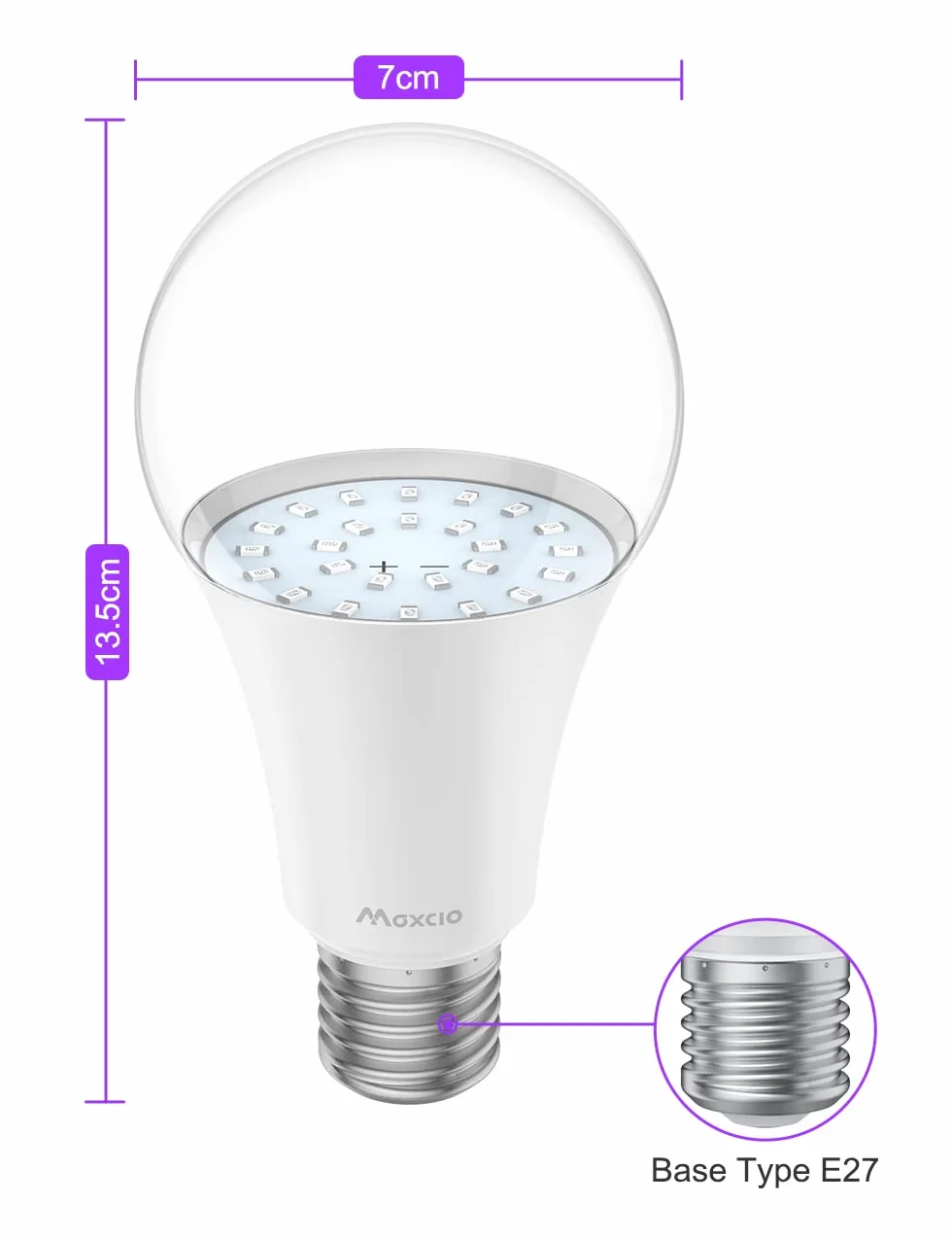 Maxcio Czarna żarówka 11 W E27, UV LED czarne żarówki - świecące w ciemności ultrafioletowe neonowe świetlówki światła imprezowe, żywotność do 5000 godzin (2 szt.)